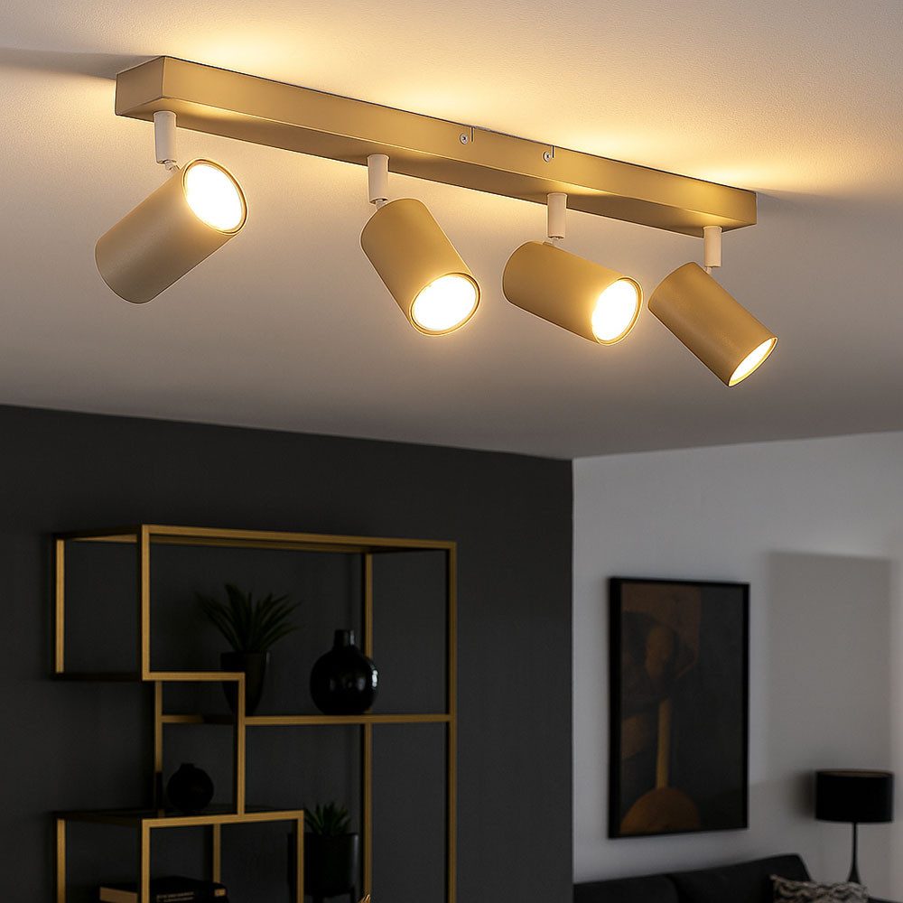 GLOBO LIGHTING Deckenleuchte, Leuchtmittel nicht inklusive, Deckenleuchte Deckenlampe Wohnzimmerlampe Metall sandfarben drehbar L