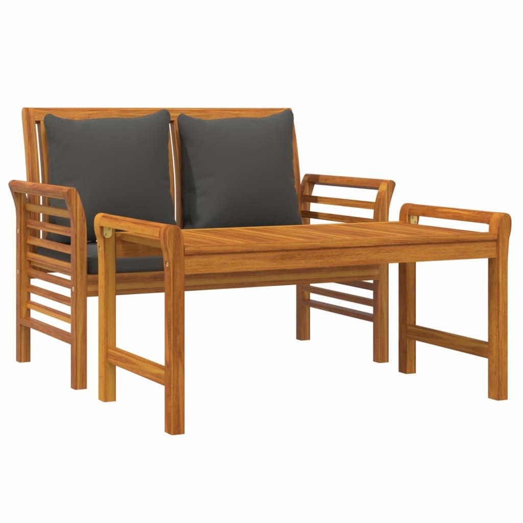 vidaXL Gartenlounge-Set 2-tlg. Garten-Lounge-Set mit Dunkelgrauen Kissen Massivholz, (1-tlg)