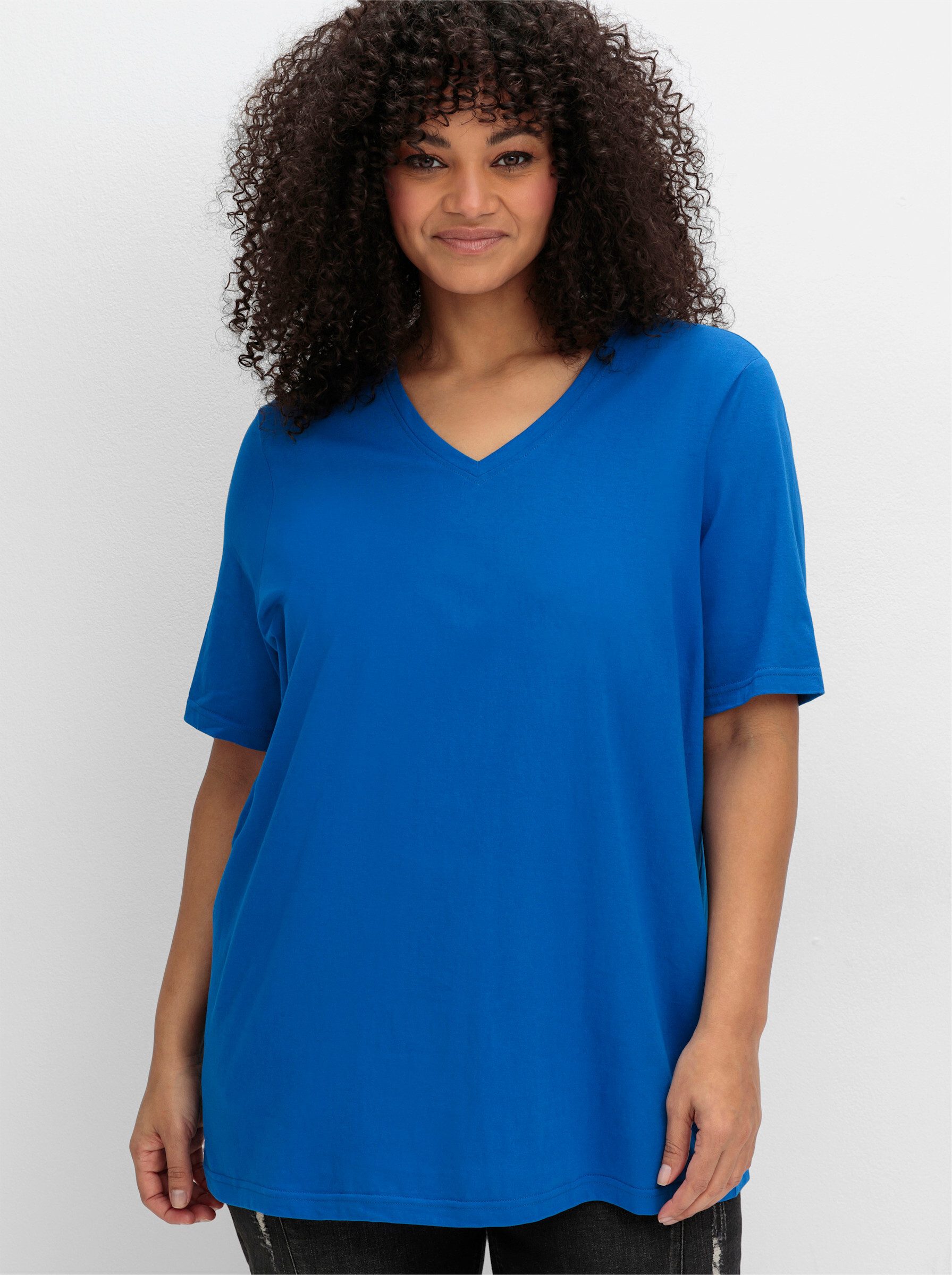 Sheego T-Shirt V-Shirt . mit V-Ausschnitt, aus leichtem Jersey günstig online kaufen