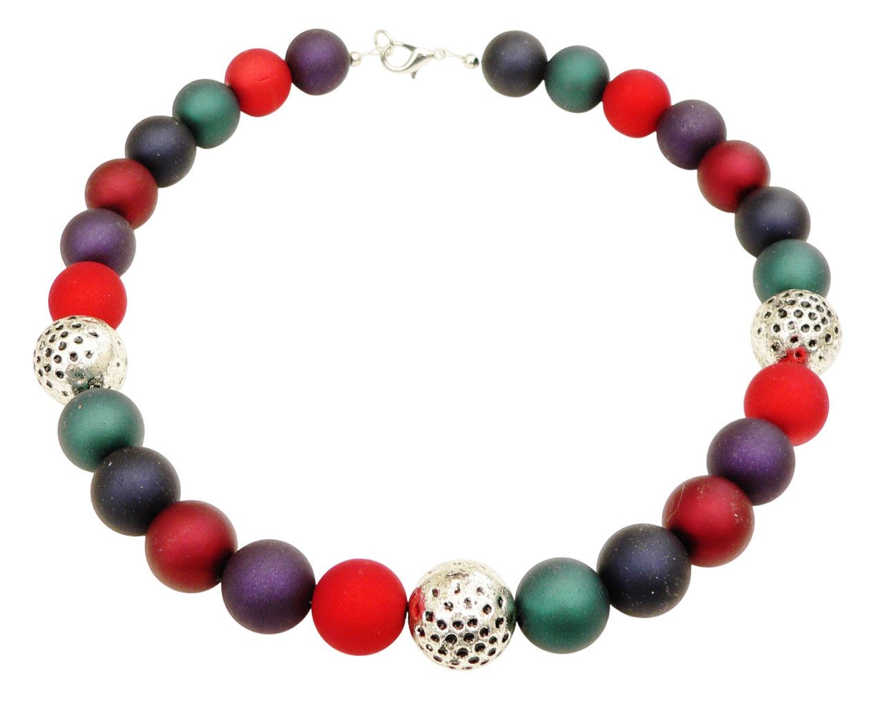 Kette ohne Anhänger 247z Halskette Perlenkette Perlenmix blau grün lila rot