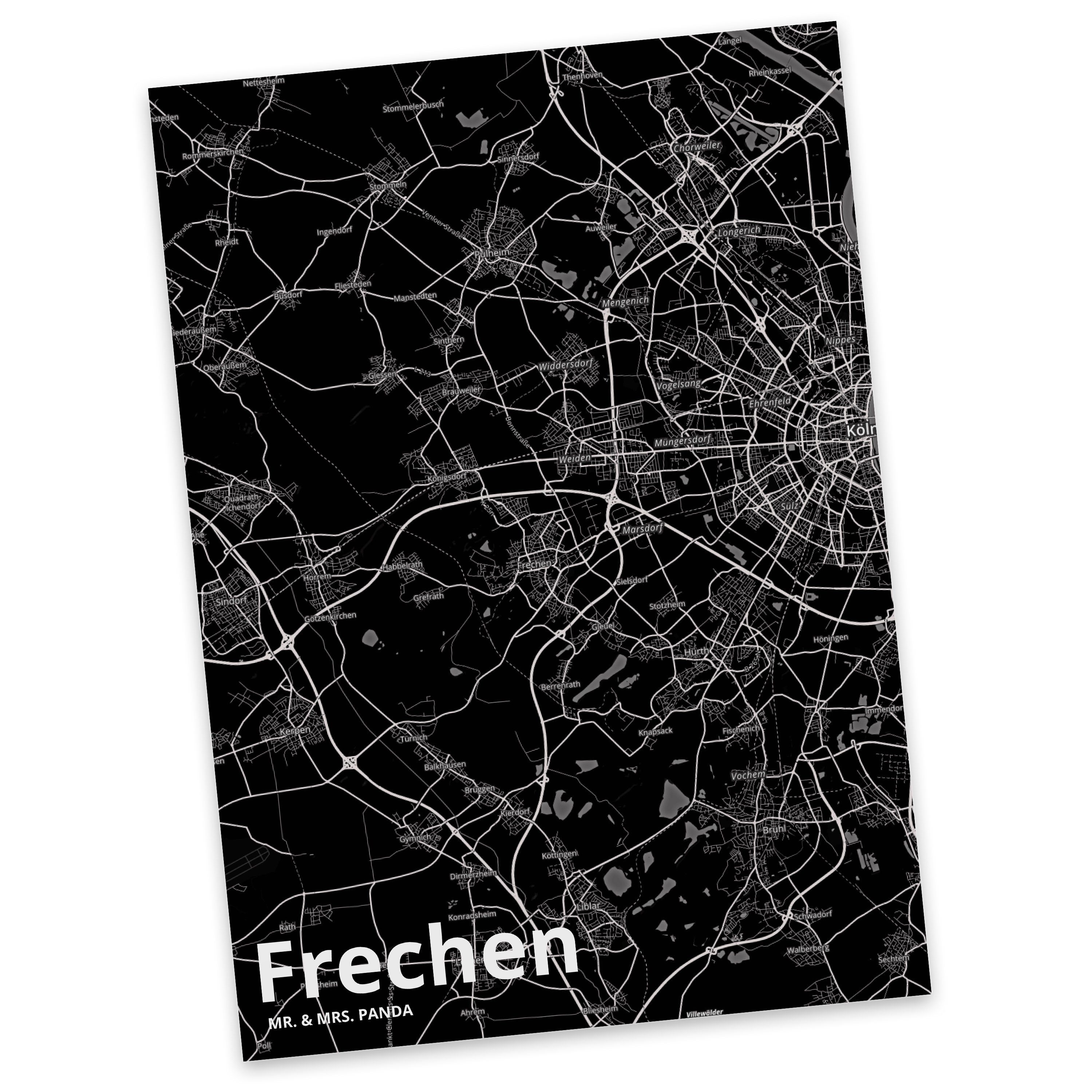 Mr. & Mrs. Panda Postkarte Frechen - Geschenk, Stadt Dorf Karte Landkarte Map Stadtplan, Geburts
