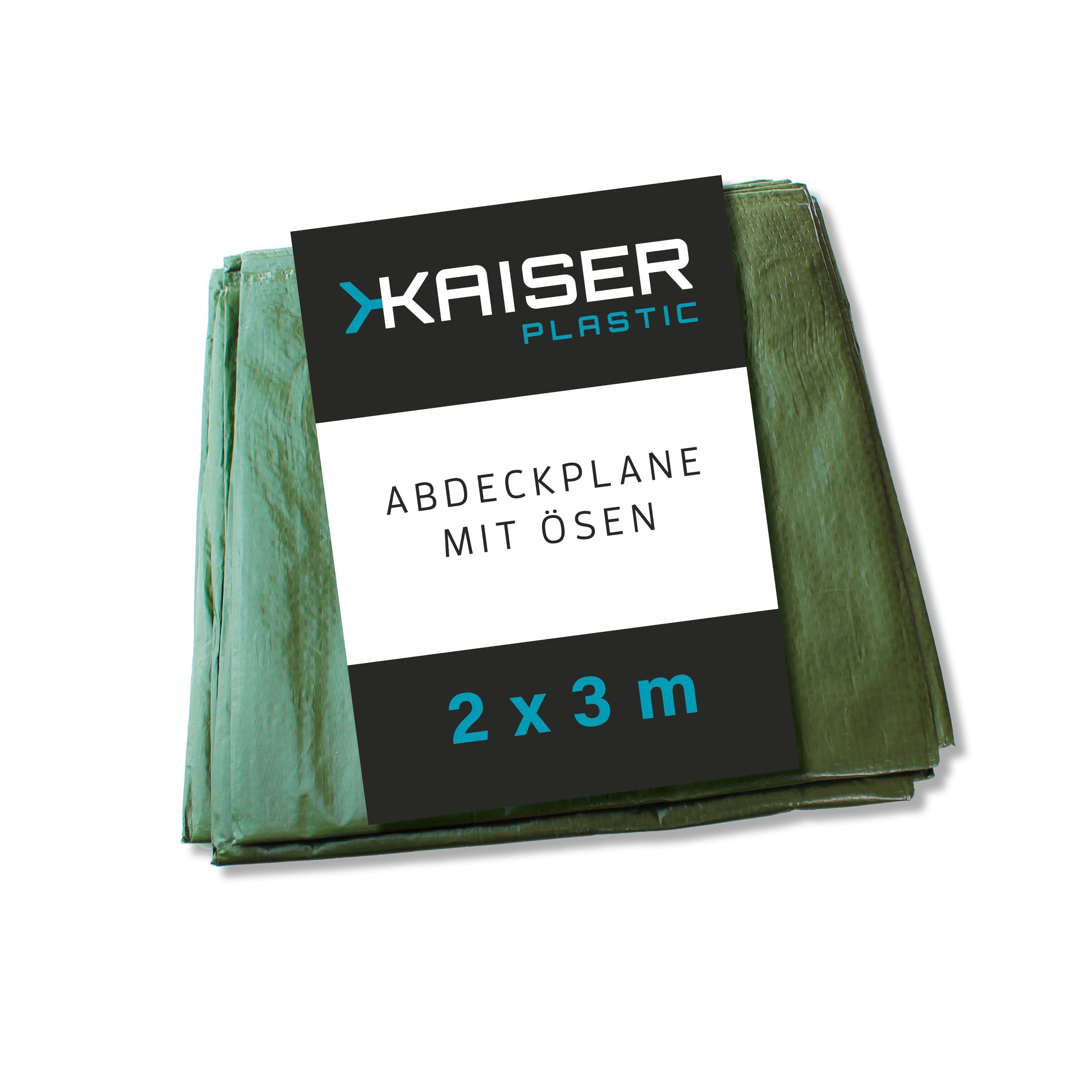 Kaiser plastic Schutzplane Abdeckplane mit Ösen, Extra Robust, 120g/m2 Gewebeplane, wasserdicht - UV-beständig
