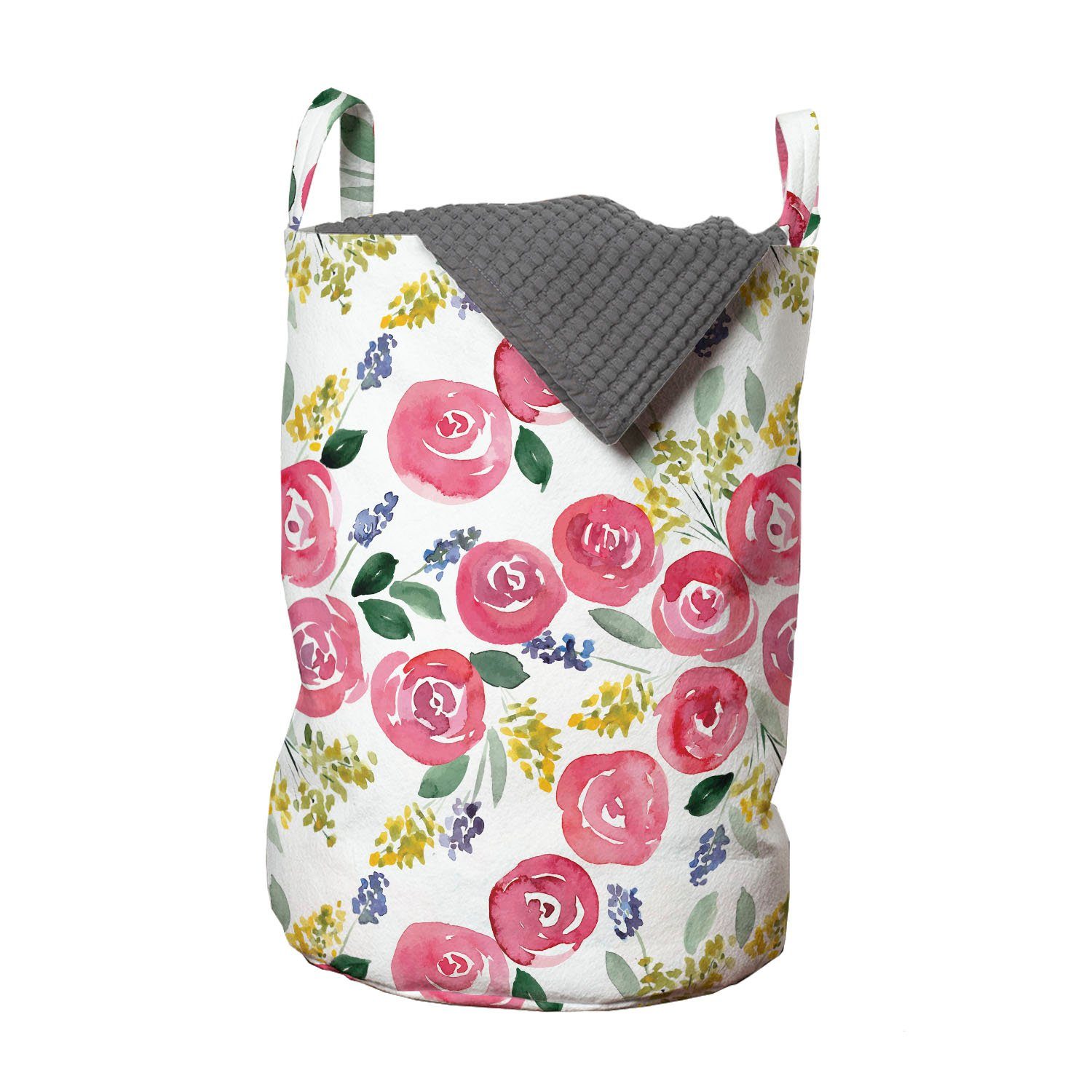 Abakuhaus Wäschesäckchen Wäschekorb mit Griffen Kordelzugverschluss für Waschsalons, Blumen Kunst-Art-Frühling Flora