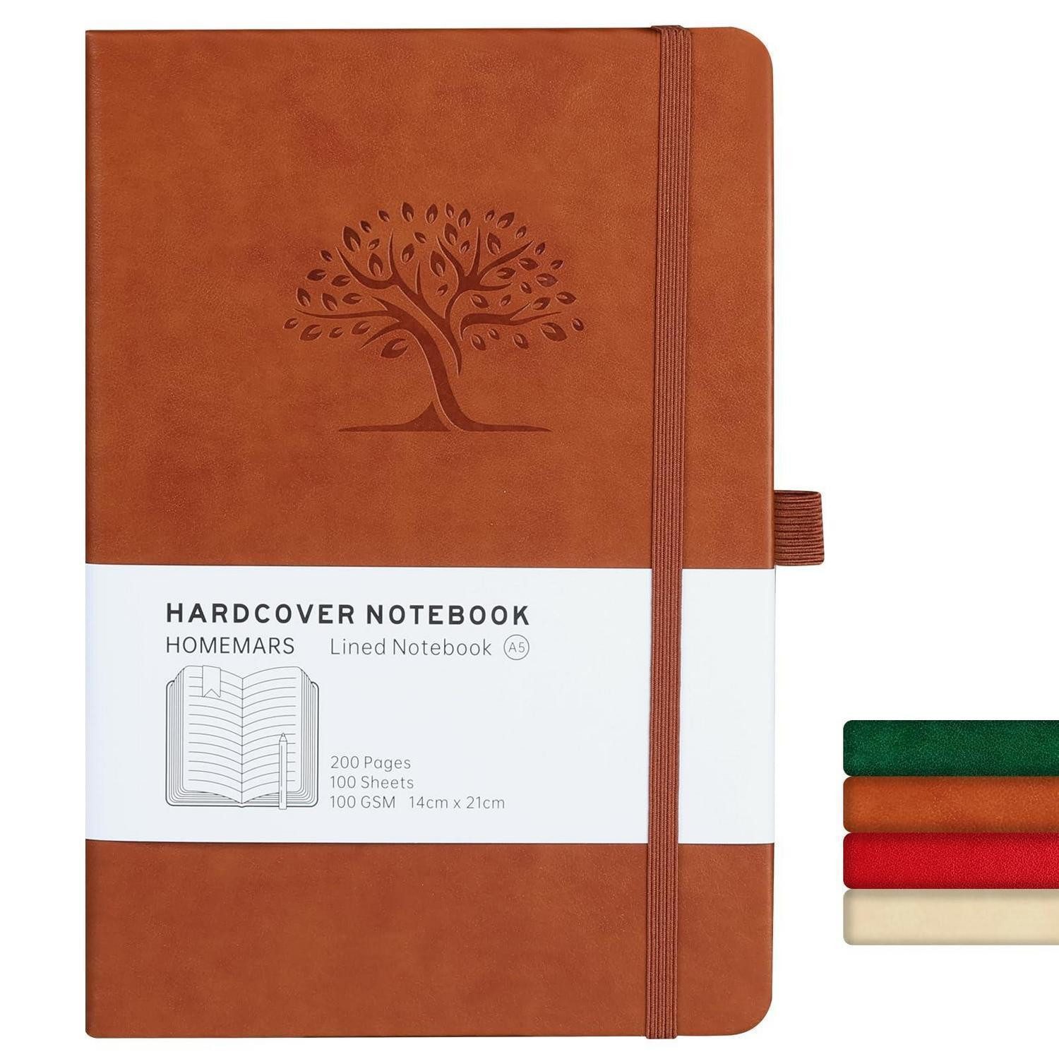 LuxusKollektion Reisetagebuch Notizbuch A5 Braun Baum-Design in Lederoptik