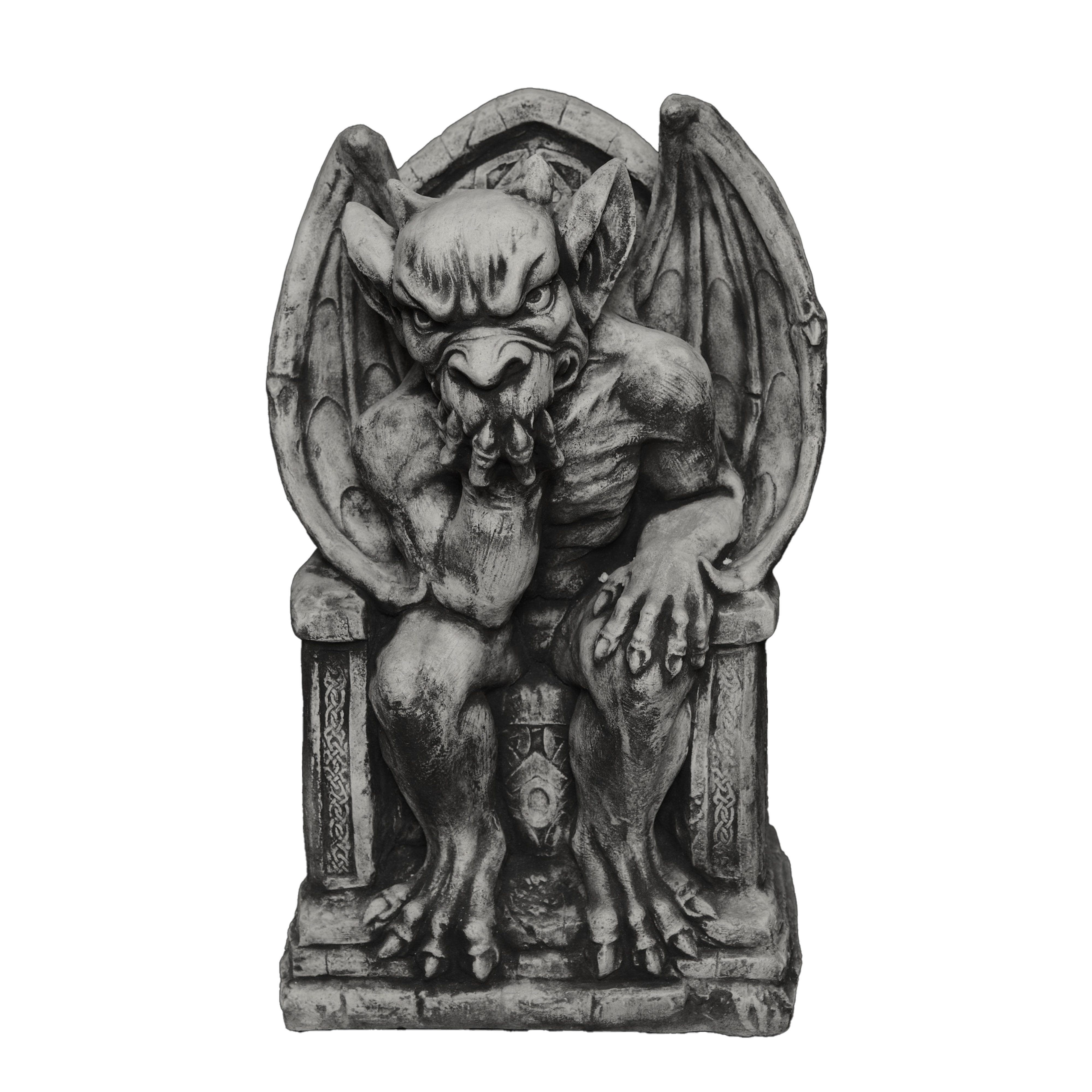 gartendekoparadies.de Gartenfigur Gargoyle auf Thron Steinfigur 47 cm Steinguss 32 kg, Frostsicher