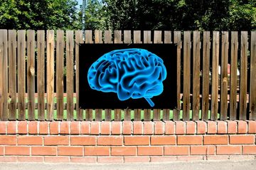 Wallario Sichtschutzzaunmatten Menschliches Gehirn in leuchtend blauer Farbe