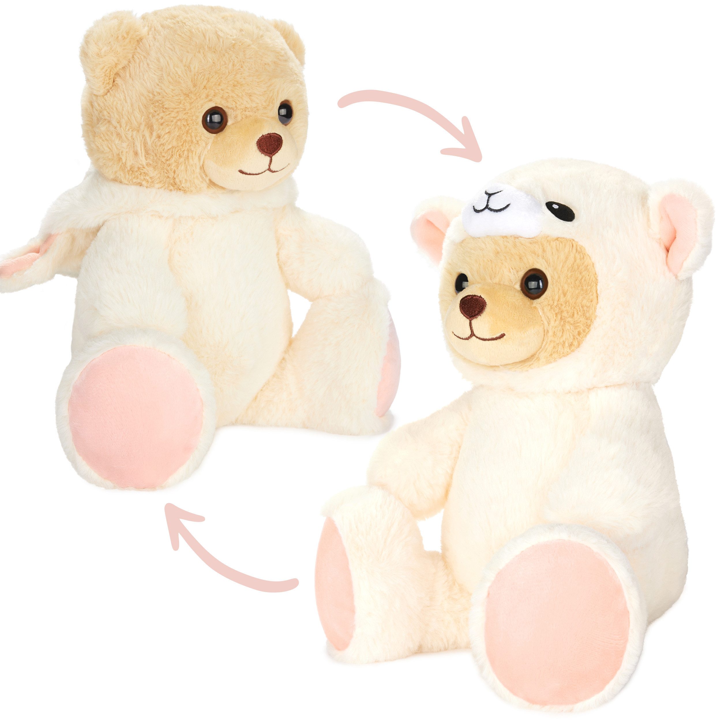 Kuscheltier Teddy Schaf - 25 cm Teddybär im Schafkostüm mit Kapuze