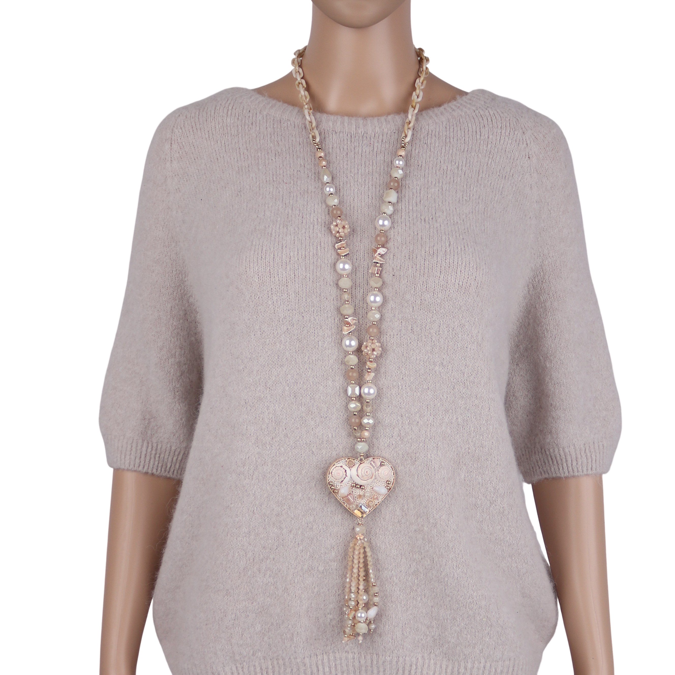 MIRROSI Lange Kette Damen Halskette mit elegantem Anhänger