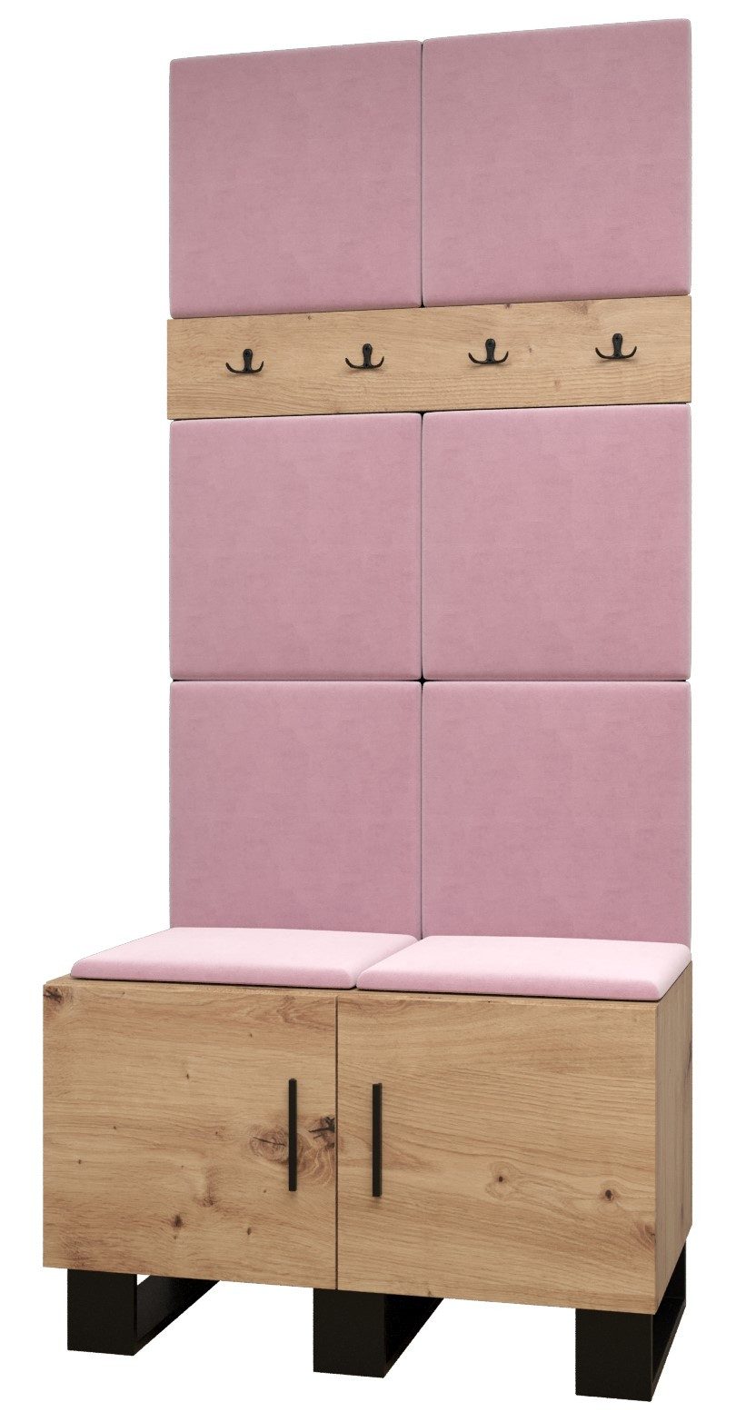 ABIKS MÖBEL Garderoben-Set ARTIN Set 4 Garderobe mit gepolsterten Paneelen, Industriell Design