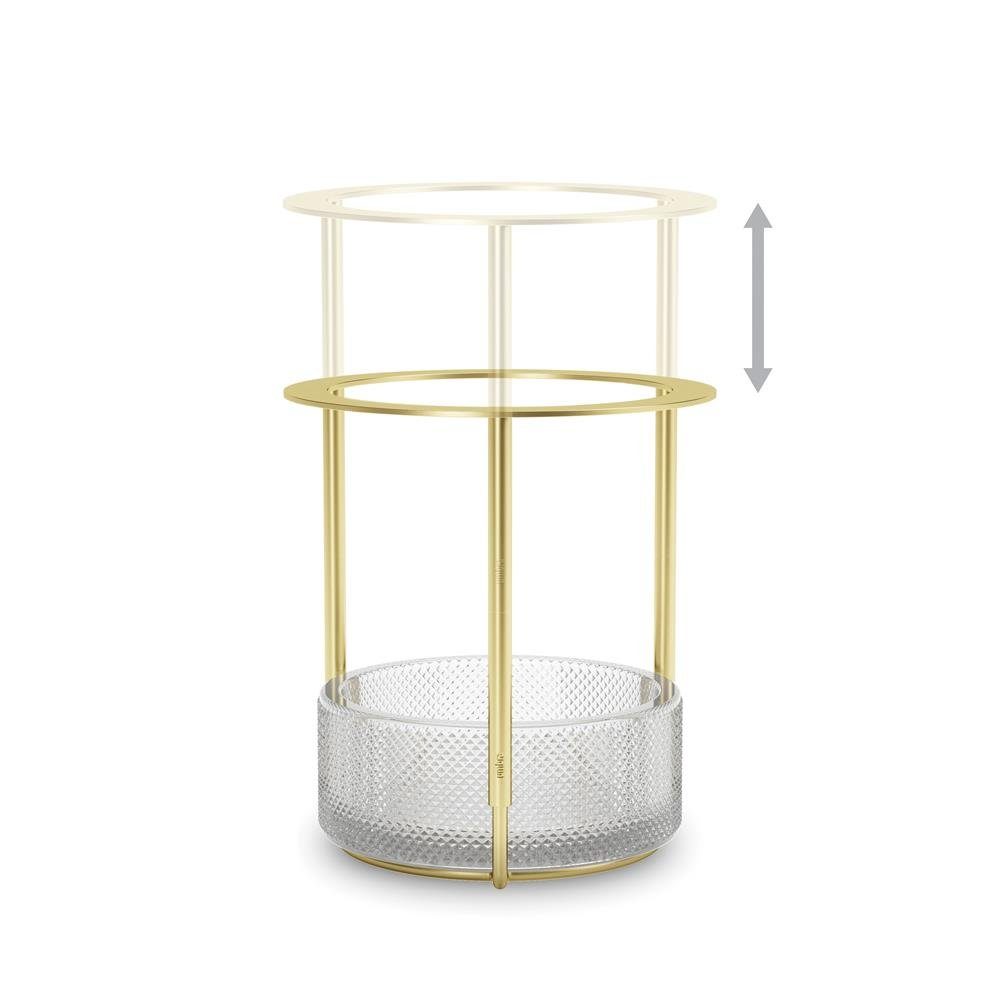 Glasschale strukturierter Tesora, Messing Dekovase und Höhenverstellbare Metallrahmen Vase mit Umbra