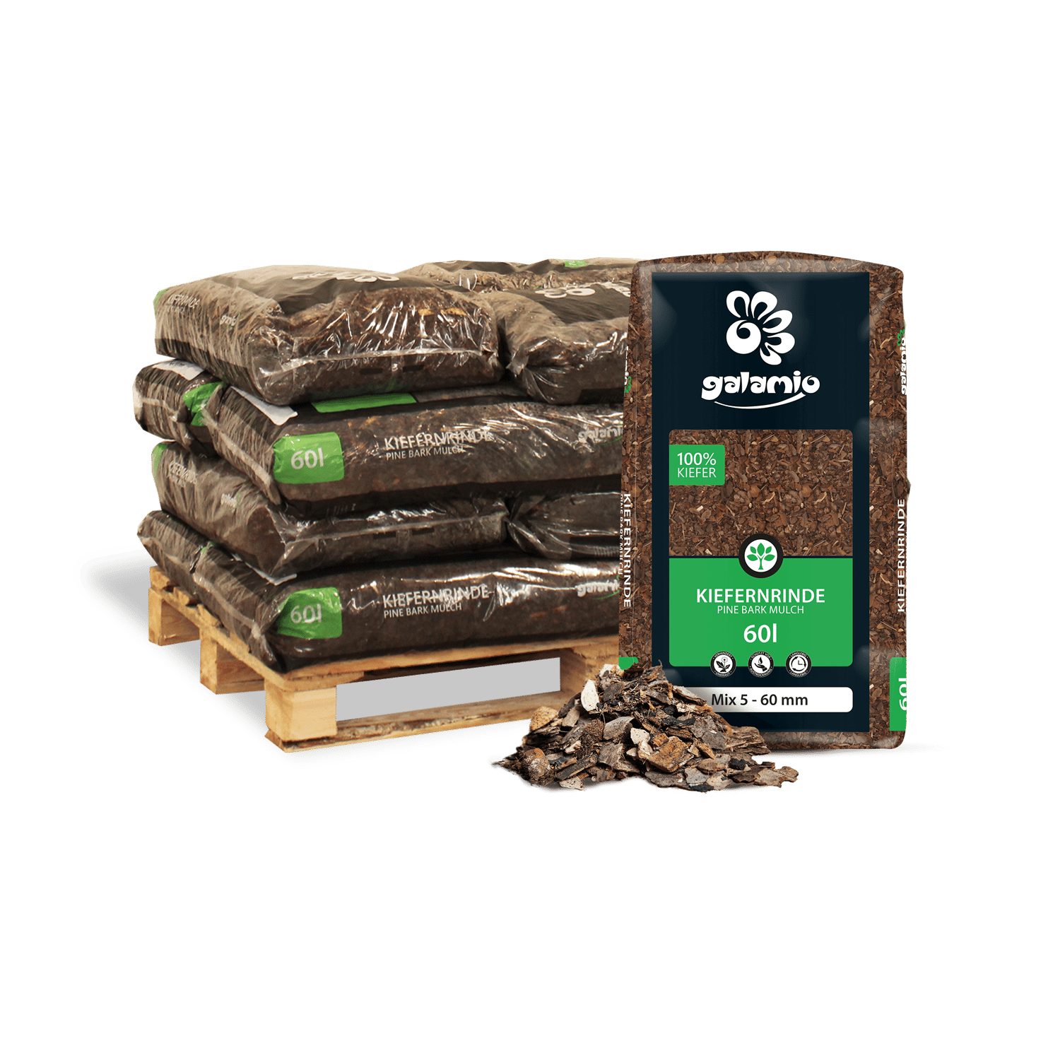 GALAMIO Rindenmulch Kiefer Mix, (Palette, 12-St)