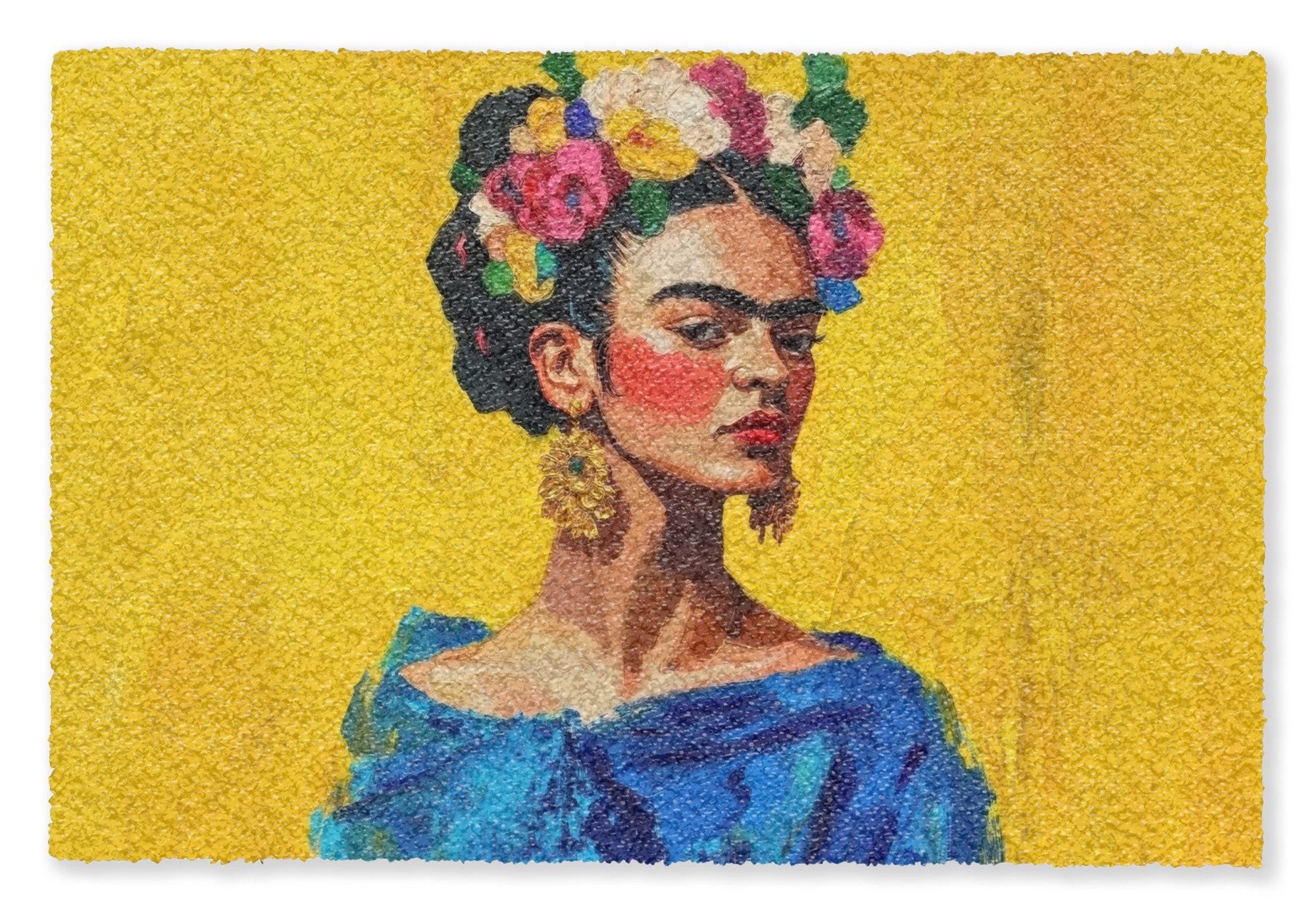 MuchoWow Fußmatte Frida Kahlo - Frau - Gelb - Blau - Blumen, Rechteckig, in günstig online kaufen