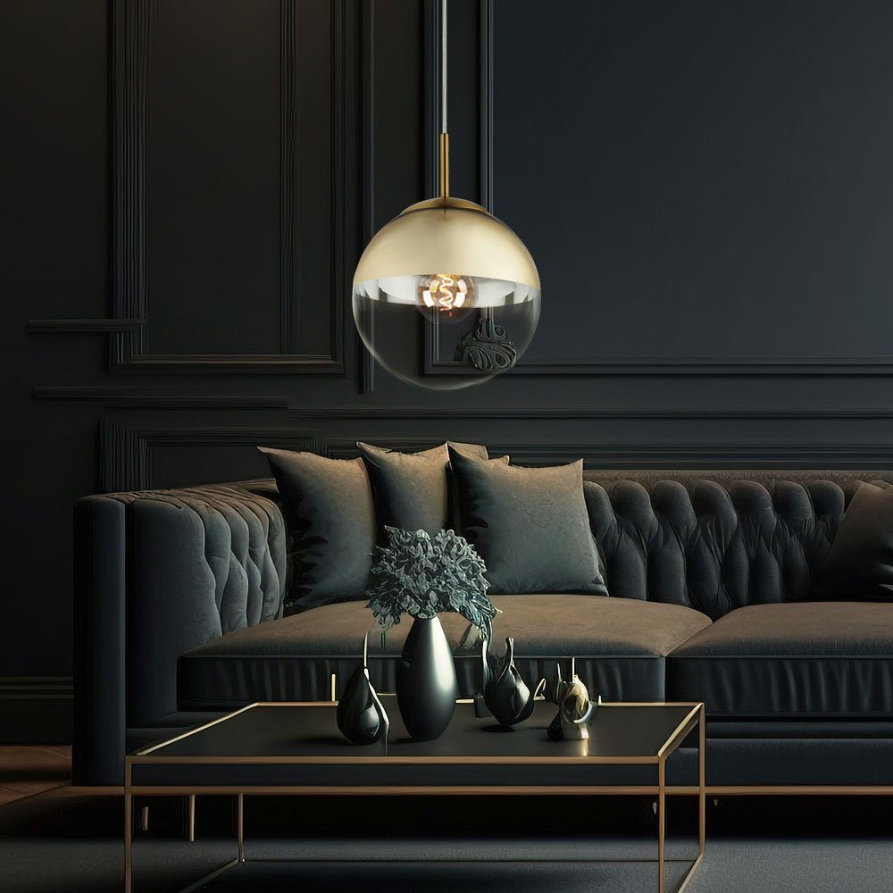 Kugel Hänge Decken Lampe Glas braun Wohn Zimmer Pendel Strahler Leuchte