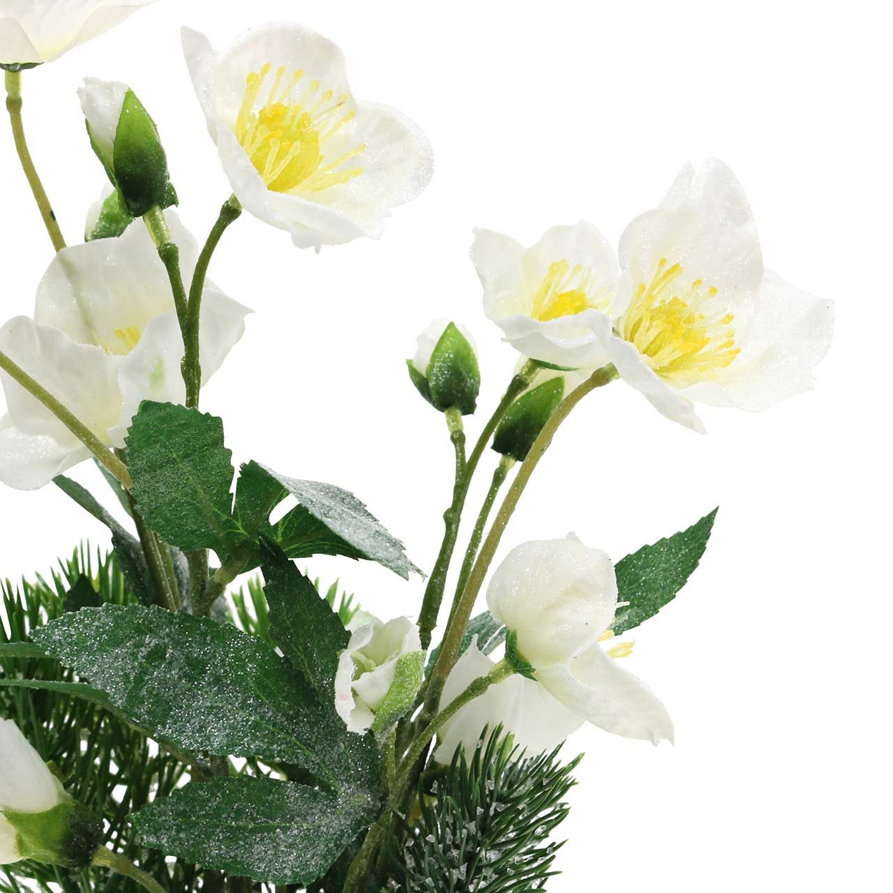 Winterliche Kunstpflanze Christrose künstlich Weiß, beschneit günstig online kaufen