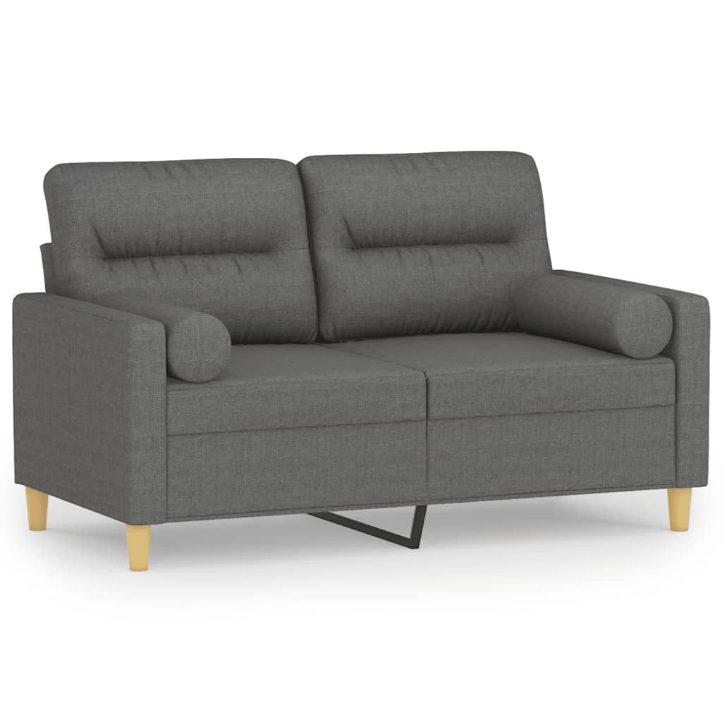 vidaXL Sofa 2-Sitzer-Sofa mit Zierkissen Dunkelgrau 120 cm Stoff günstig online kaufen