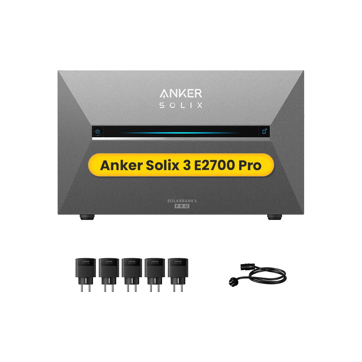 Anker Balkonkraftwerk Anker SOLIX Solarbank 3 E2700 Pro mit Zusatzsakkus und Smart Plug, (Smart Plug und Anker Solarbank 3 E2700 Pro im Lieferumfang enthalten), Speicher mit integriertem Wechselrichter, All-in-One 2,668kWh Akku