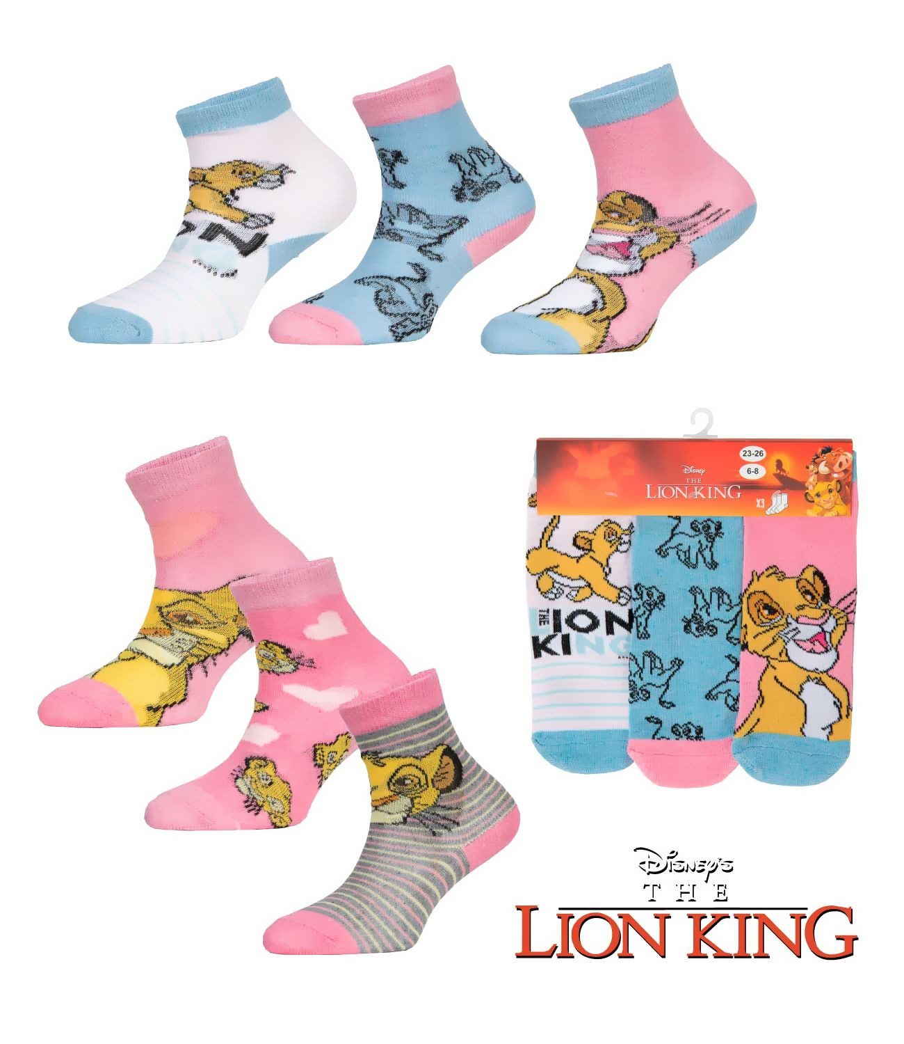 Disney The Lion King Basicsocken 6x Kindersocken Mädchenstrümpfe Socken König der Löwen – Bild 2 von 2