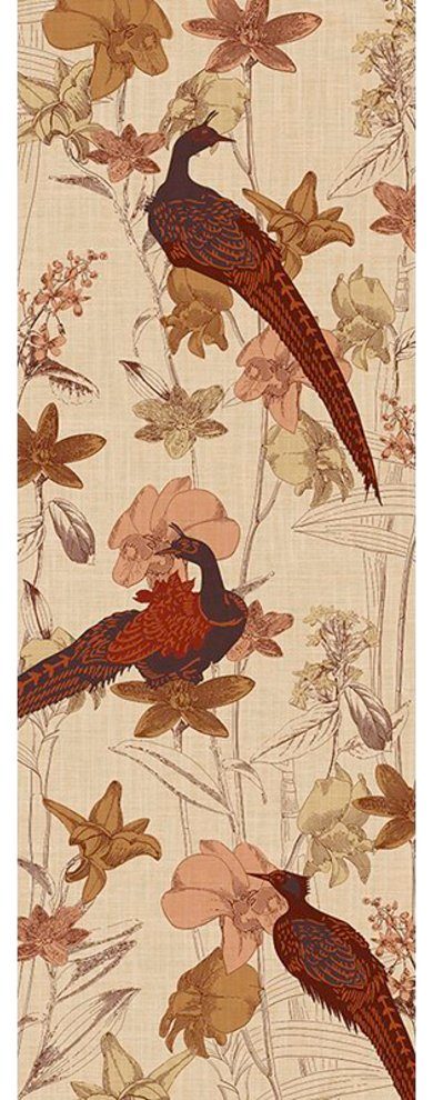Architects Paper Fototapete Asian Wildlife, (1 St), Floral Tapete Vogel Orange Beige Panel 1,00m x 2,80m