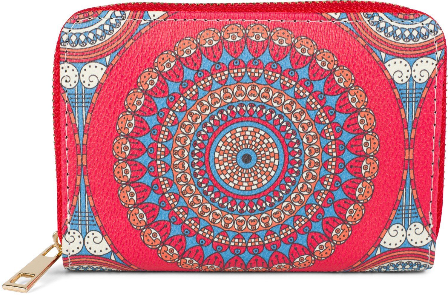 styleBREAKER Geldbörse (1-tlg), Kleine Geldbörse Mandala Ornament Muster Rot-Blau-Orange