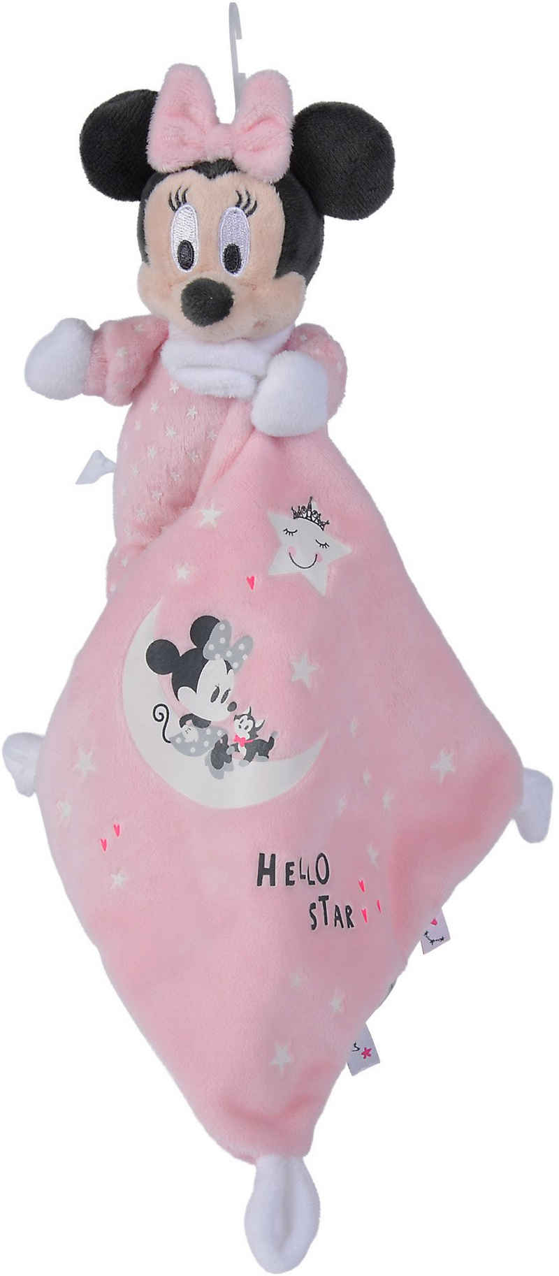 SIMBA Schmusetuch Disney Minnie Glow in the dark, Starry Night, mit leuchtenden Elementen