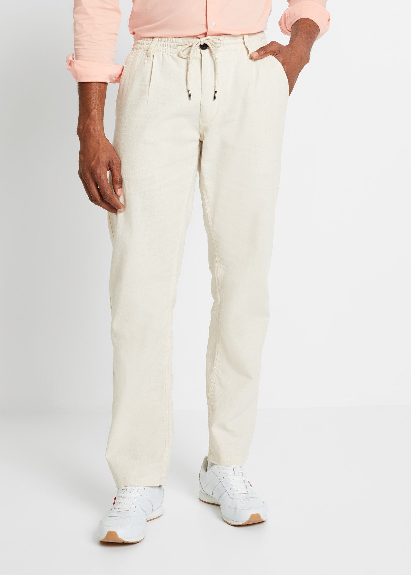 bonprix Chinohose aus Leinen, mit Bändchen zur Weitenanpassung, relaxed fit günstig online kaufen