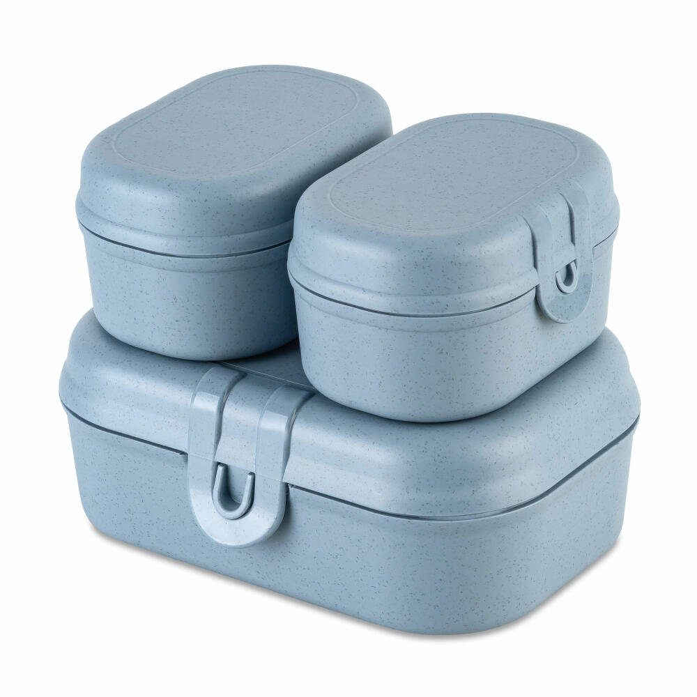 KOZIOL Lunchbox Pascal Ready Mini 3er Set Nature Flower Blue, Biozirkulärer Kunststoff, (Set, 3-tlg) Blau | Lunchboxen