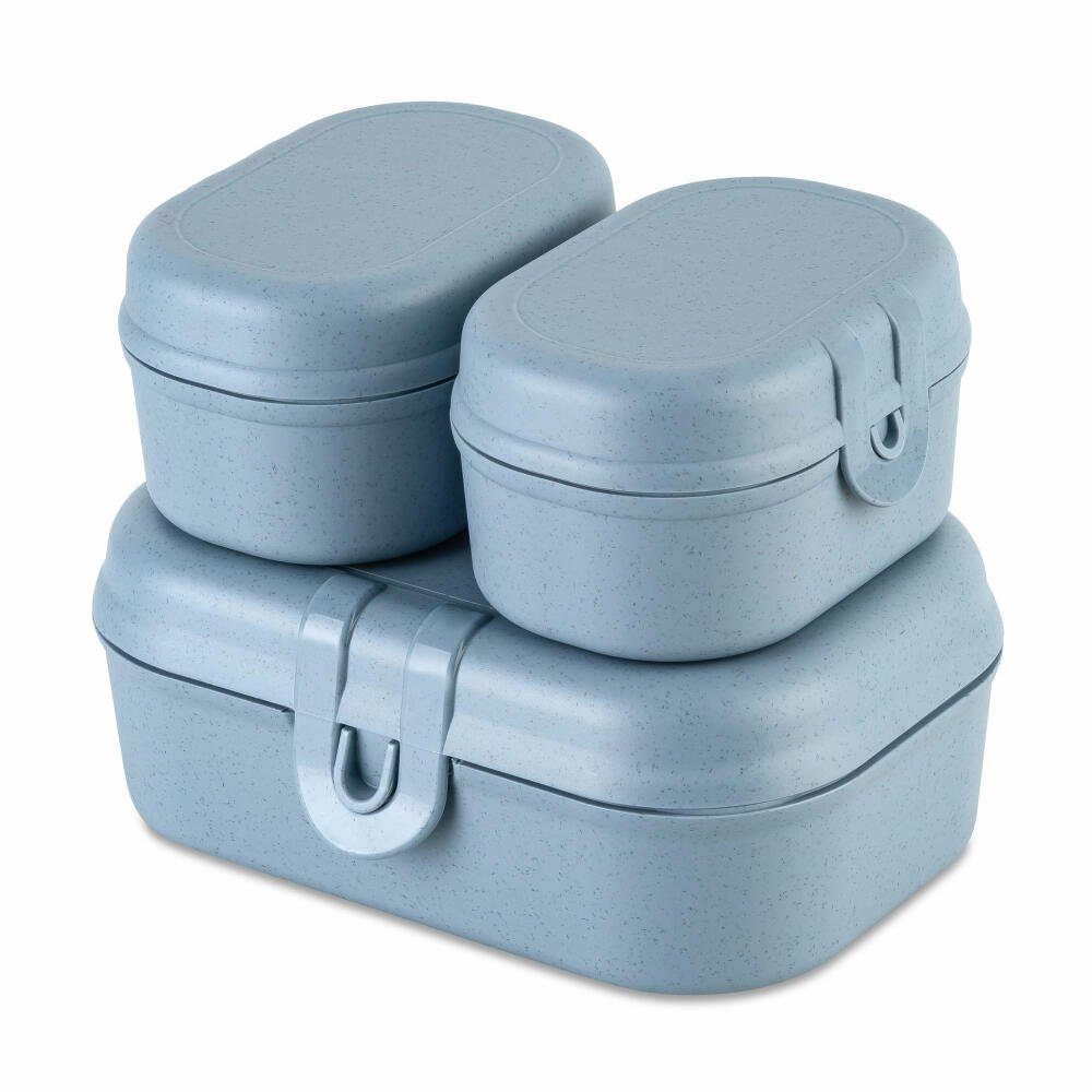 KOZIOL Lunchbox Pascal Ready Mini 3er Set Nature Flower Blue, Biozirkulärer Kunststoff, (Set, 3-tlg) Blau