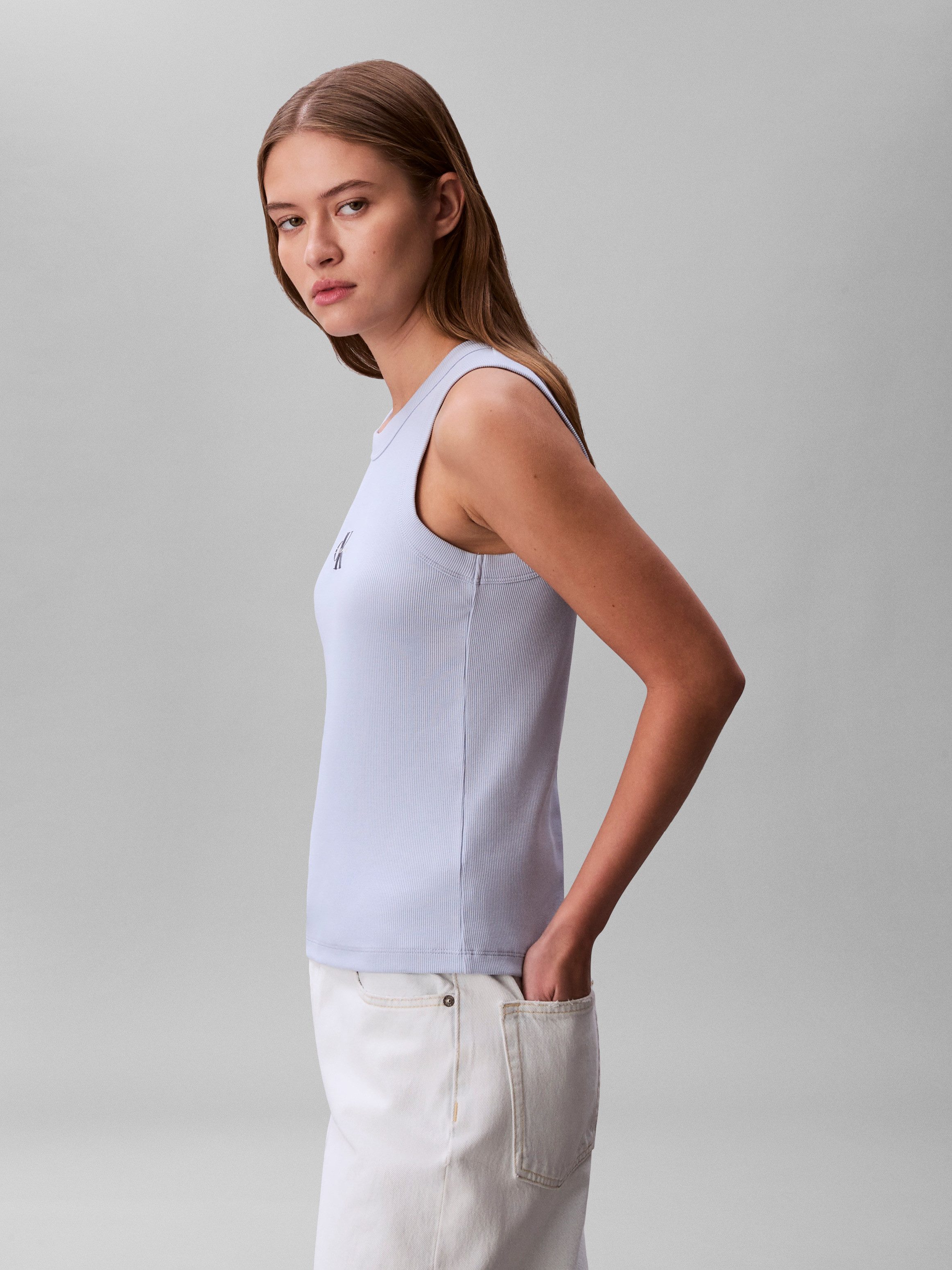 Calvin Klein Jeans Tanktop MONOGRAM RIB TANK Figurbetonte Passform mit Rundhalsausschnitt