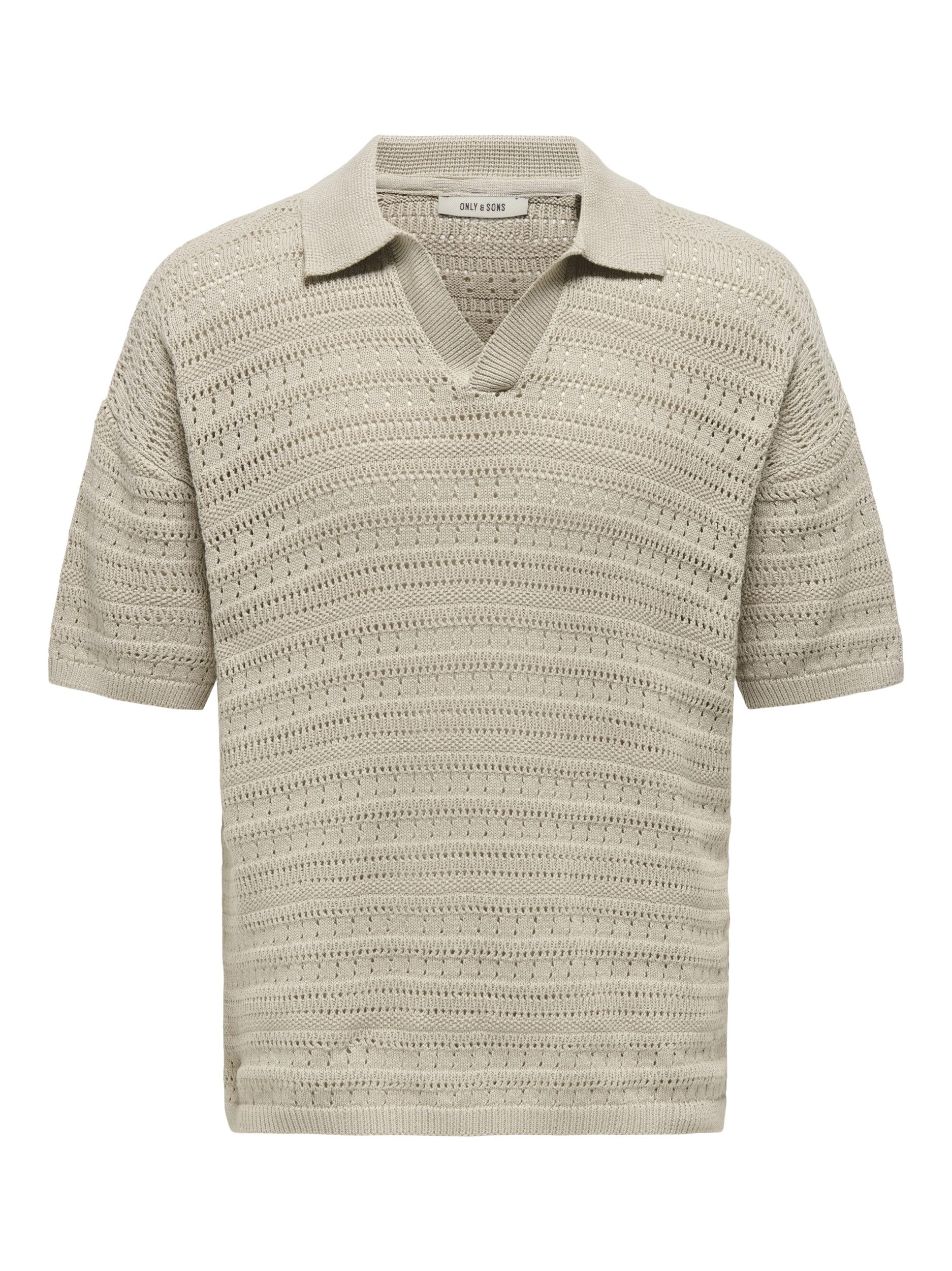 Poloshirt – Herren Kurzarm-Strick-Poloshirt mit Splitneck im Drop Fit