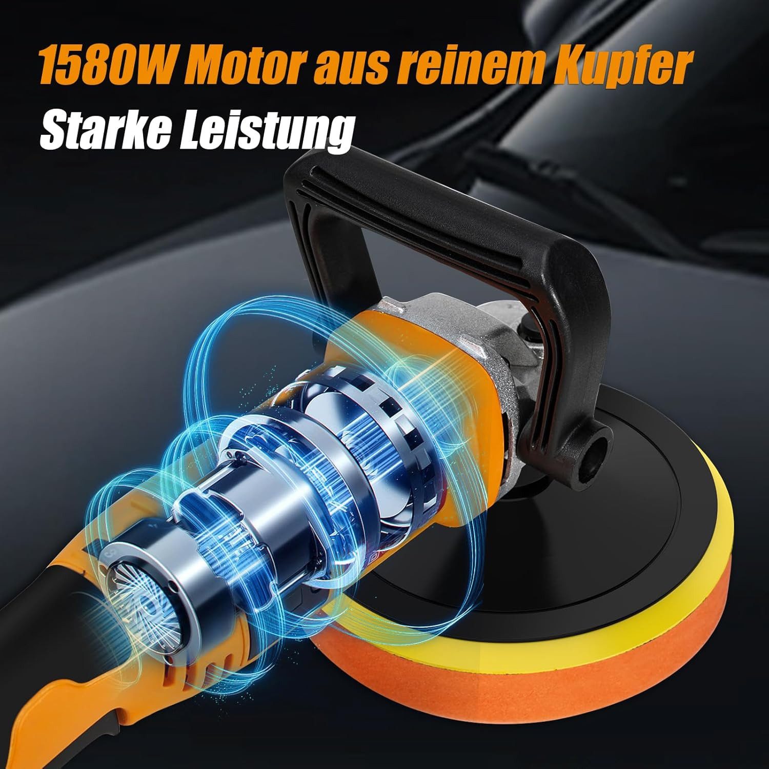 HYCHIKA BETTER TOOLS FOR BETTER LIFE Poliermaschine HYCHIKA Autopoliermaschine 1580 W, Autopolierset, 500 min. U/min, 3500 max. U/min – Bild 5 von 5