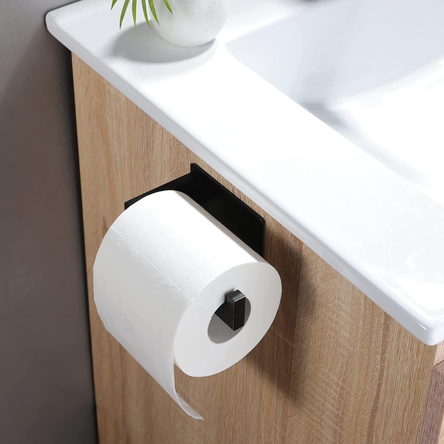 schwarz, Bohren Haiaveng Toilettenpapierhalter, Kein Bohren kein Toilettenpapierhalter erforderlich,