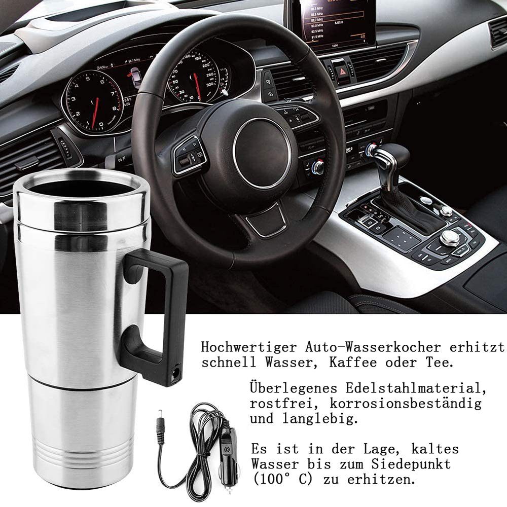 l Kaffee GelldG 12V Edelstahl Reisewasserkocher Tasse, 500ml 0.5 Wasserkocher Auto Wasserkocher
