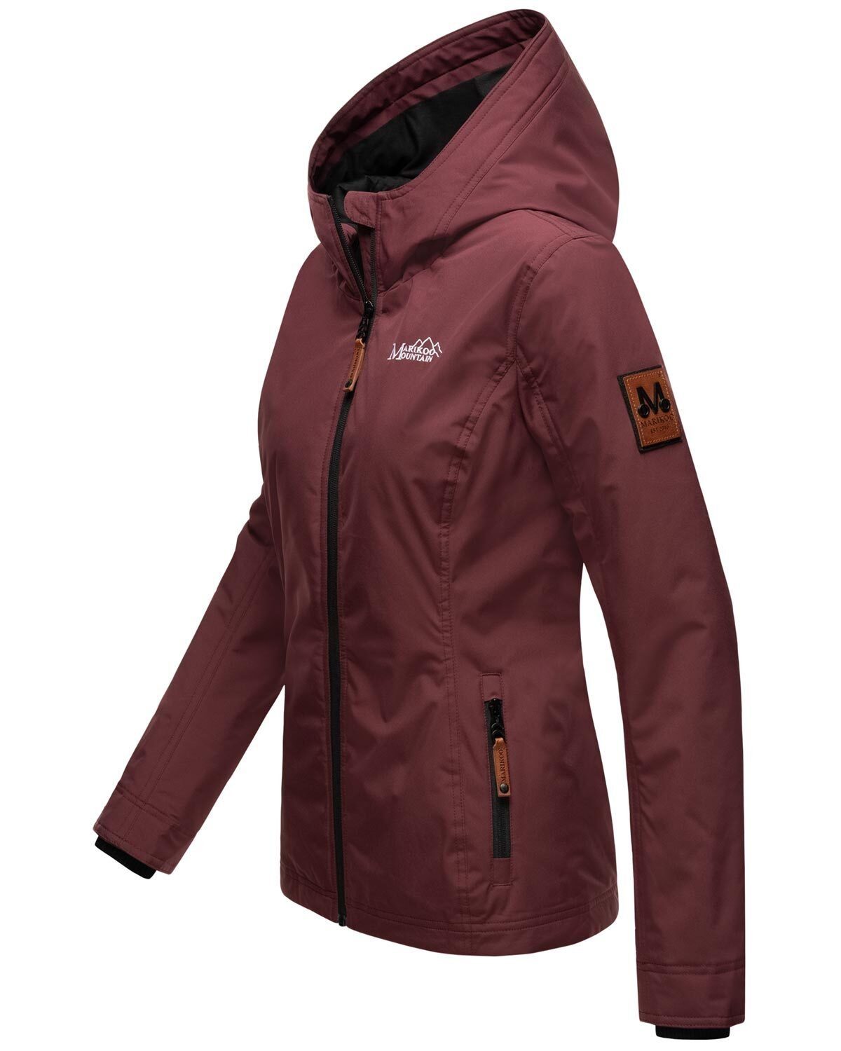 Marikoo Outdoorjacke Brombeere Sportliche Übergangsjacke mit Kapuze und schützendem Kragen – Bild 3 von 5