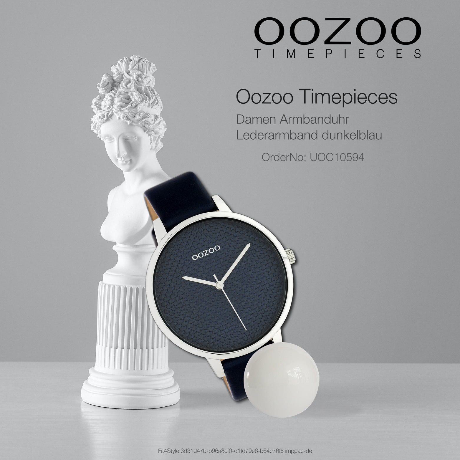 OOZOO Quarzuhr Oozoo Damen Armbanduhr groß Lederarmband, Fashion-Style schwarz (ca. Damenuhr Analog, 42mm) rund