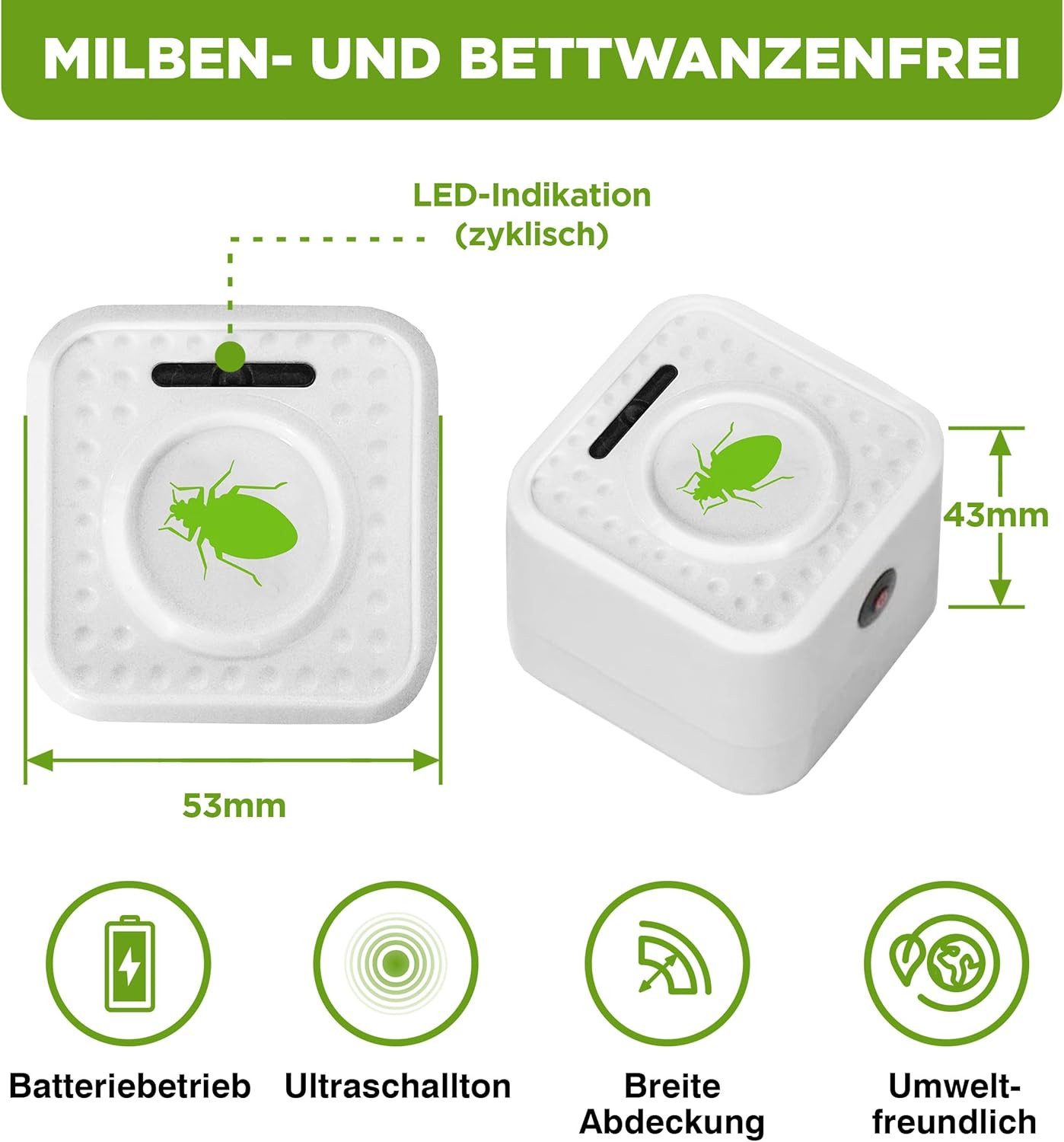 ISOTRONIC Ultraschall-Milbencontroller Isotronic Milbenfrei Mobil, 1-tlg.