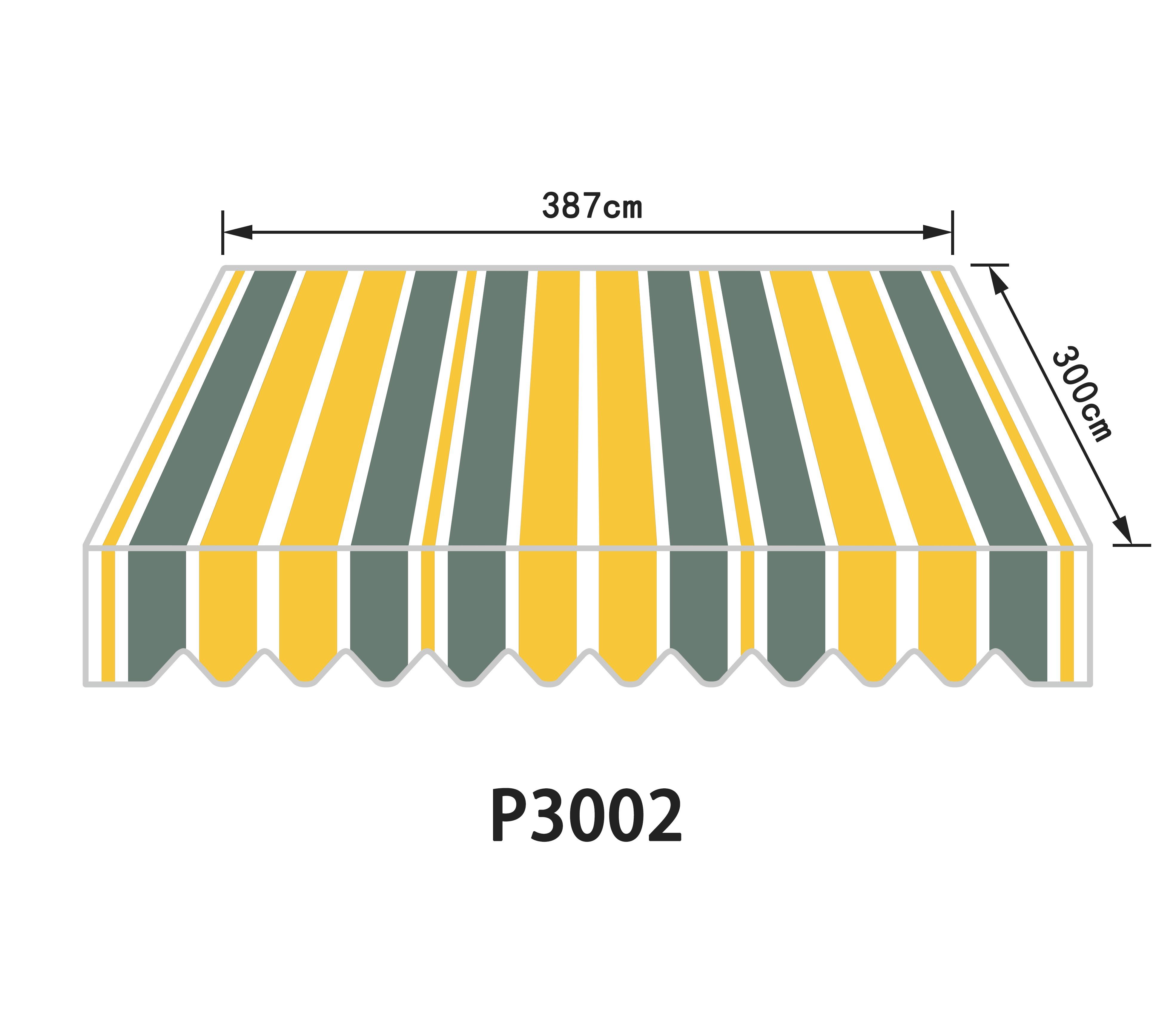 Markisenbespannung 5x3 M – Gelb/orange, Aus UV-beständigem Polyester, Inkl. Volant
