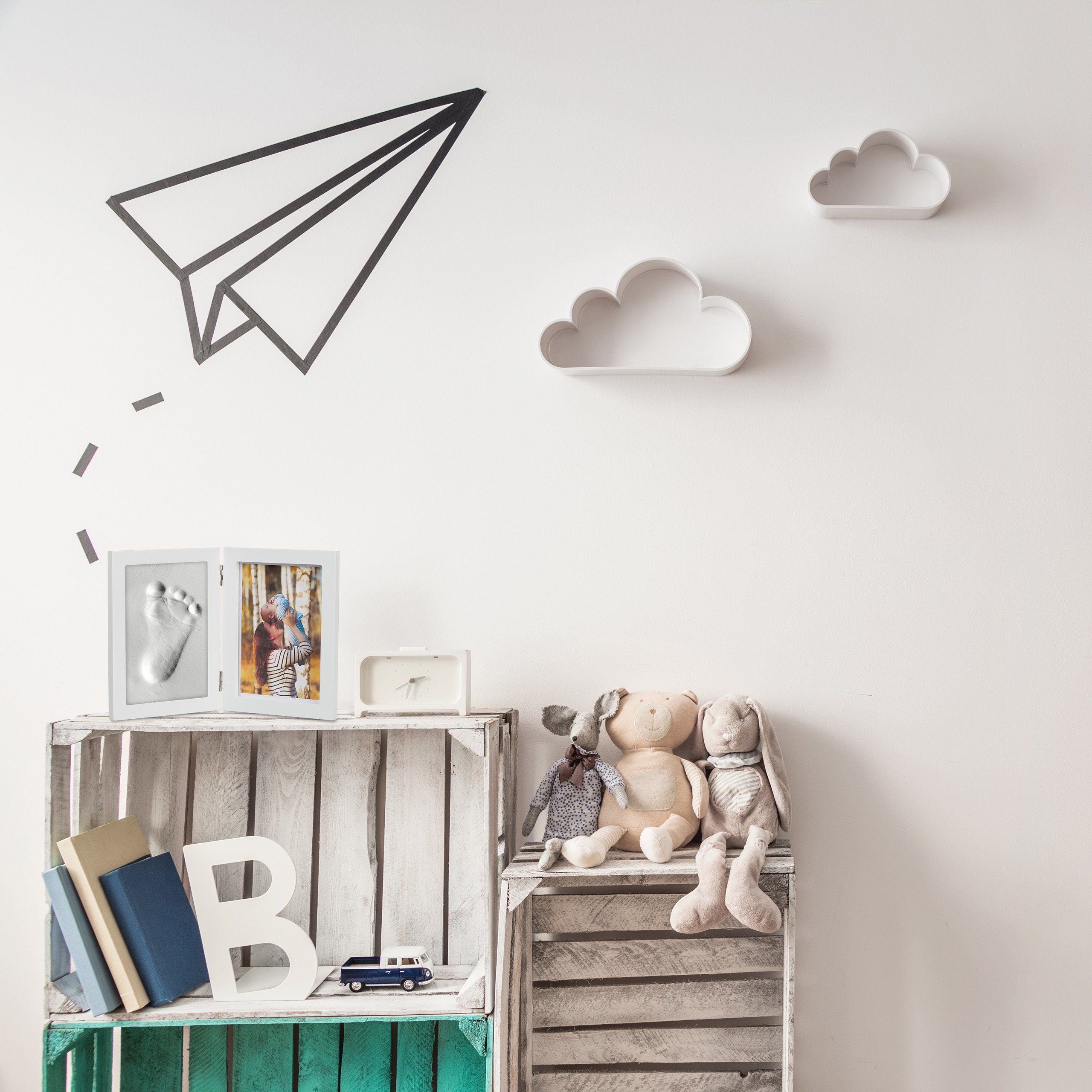 relaxdays Collagerahmen Babybilderrahmen mit Gipsabdruck günstig online kaufen