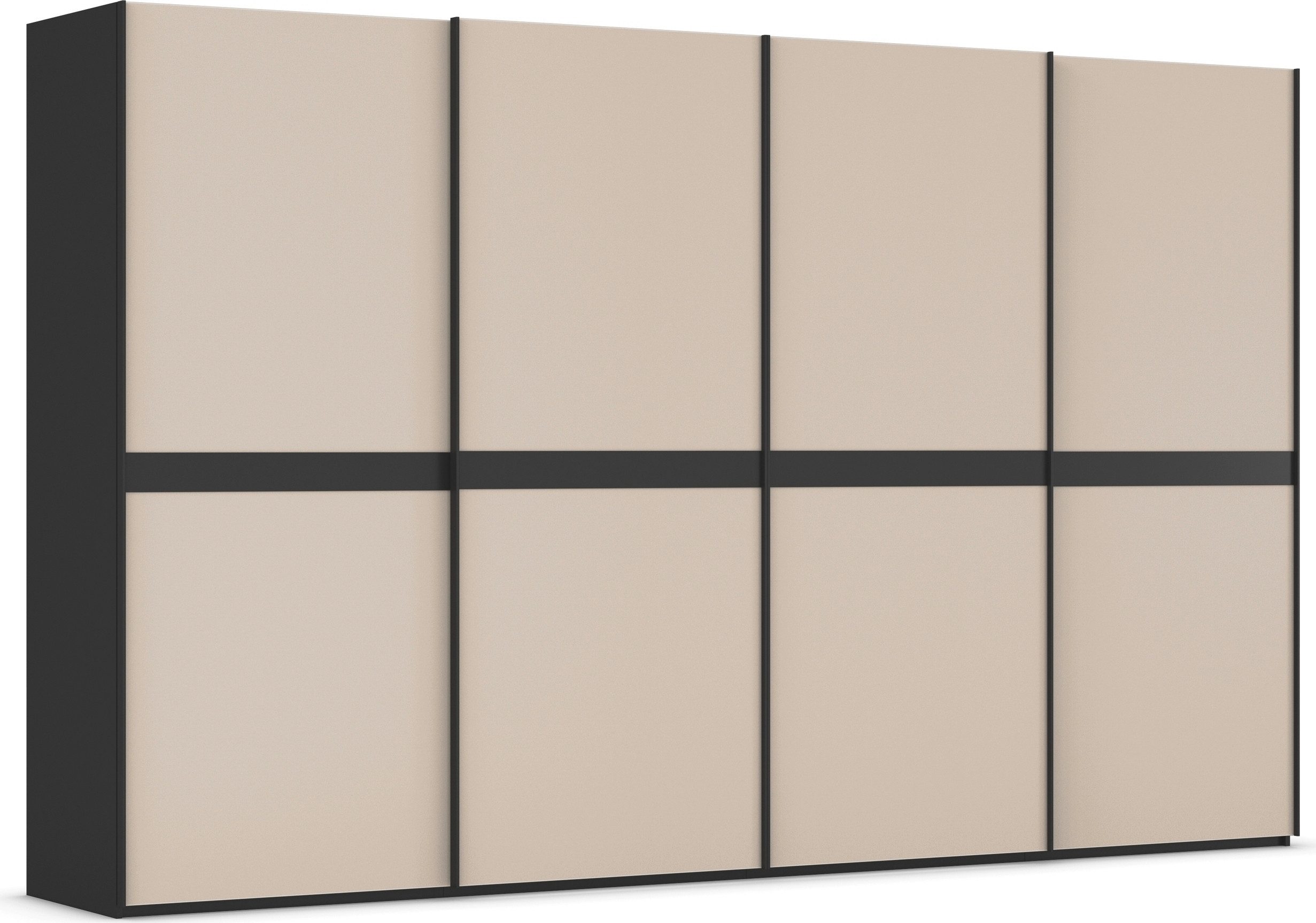 rauch Schwebetürenschrank Kleiderschrank Schrank Garderobe Schlafzimmerschrank SCALE-LINE edle Optik mit Bauchbinde in Korpusfarbe mit Glasfront MADE IN GERMANY