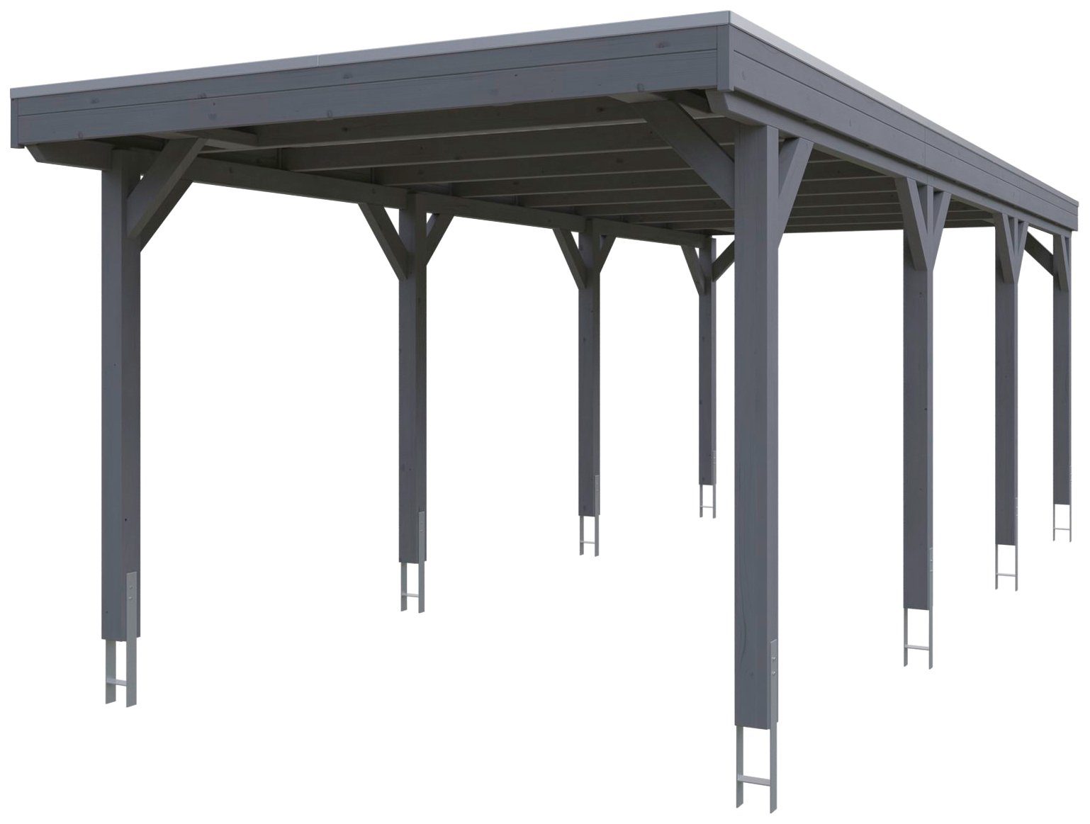 Skanholz Einzelcarport Grunewald, BxT: 321x796 cm, 289 cm Einfahrtshöhe,  mit Aluminiumdach, Flachdach mit Aluminium-Dachplatten, farblich behandelt  in schiefergrau