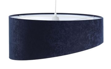 Licht-Erlebnisse Pendelleuchte MARLON, ohne Leuchtmittel, Wohnzimmer Weiß Marineblau E27 Ø 50 cm Stoff Metall Modern