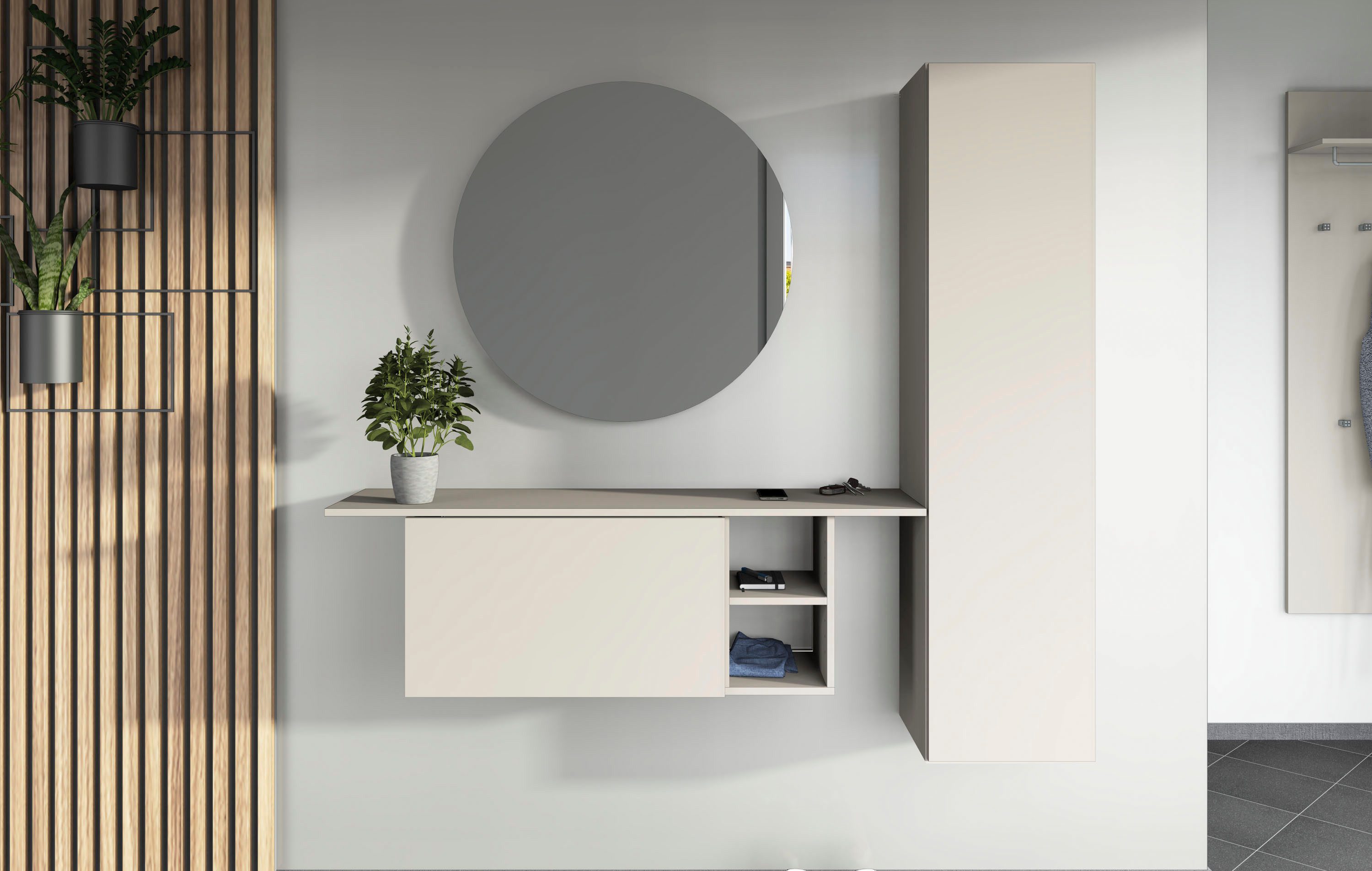 borchardt Möbel Garderoben-Set Toledo, moderne Garderobe mit Spiegel, Schminktisch mit Regalfächern, (Komplett-Set), 152x140cm (BxH), viel Stauraum, Set mit Spiegel, viele Einlegeböden