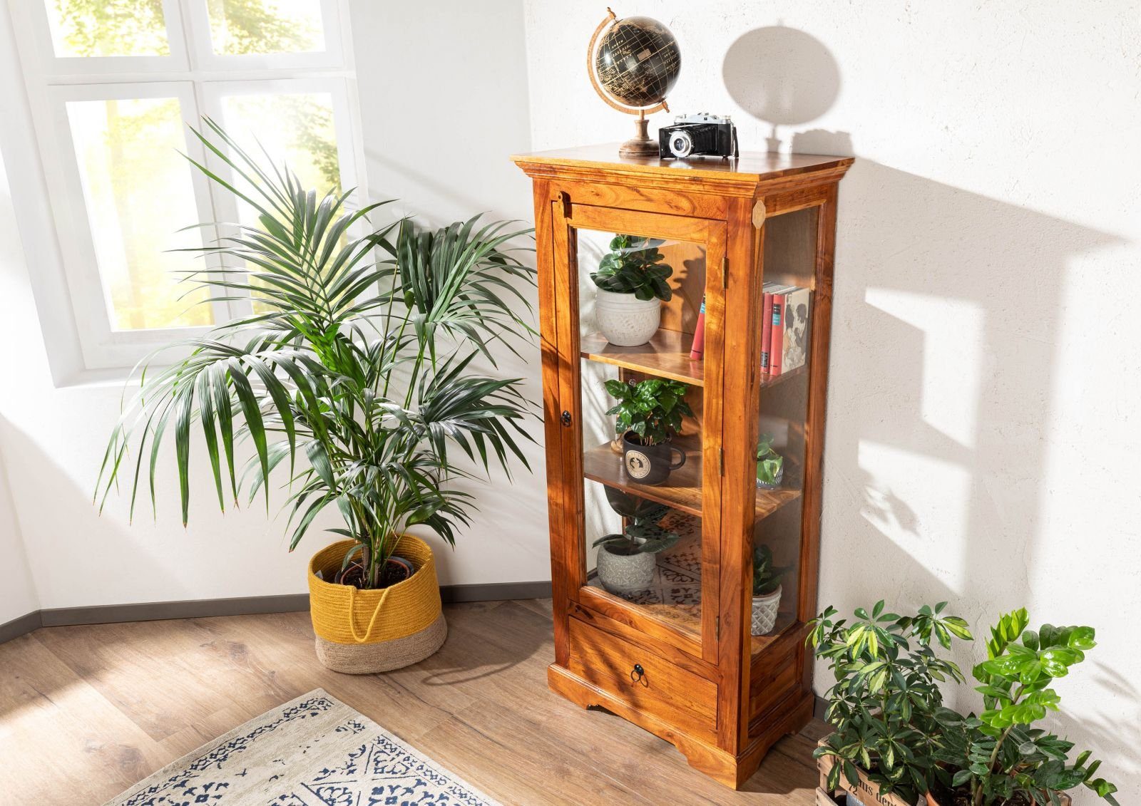 Massivmoebel24 Standvitrine (Vitrine Akazie 72x40x155 honig  lackiert OXFOR günstig online kaufen