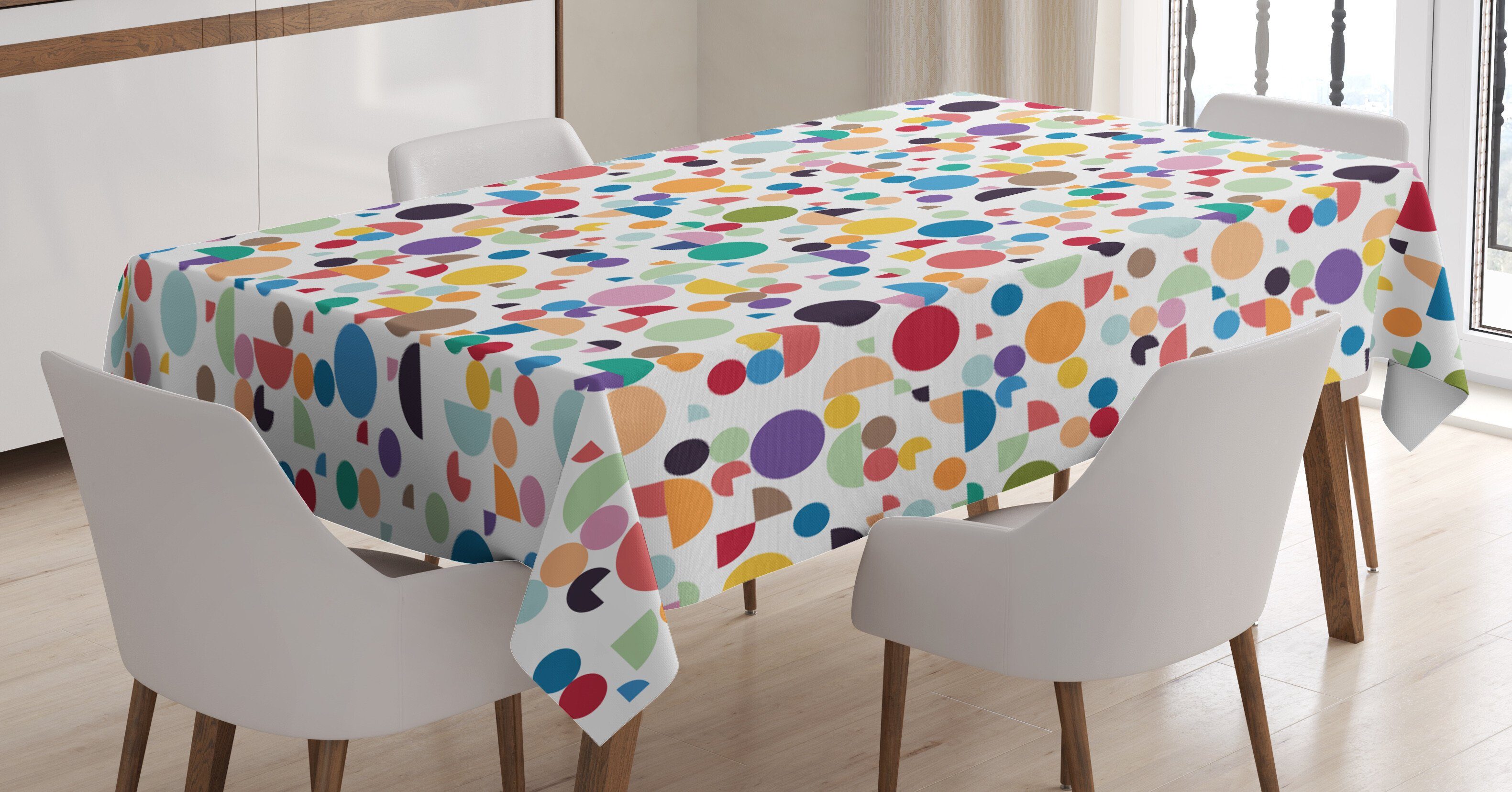 Abakuhaus Tischdecke Farbfest Waschbar Für den Außen Bereich geeignet Klare Farben, Geometrisch Retro ovale Formen