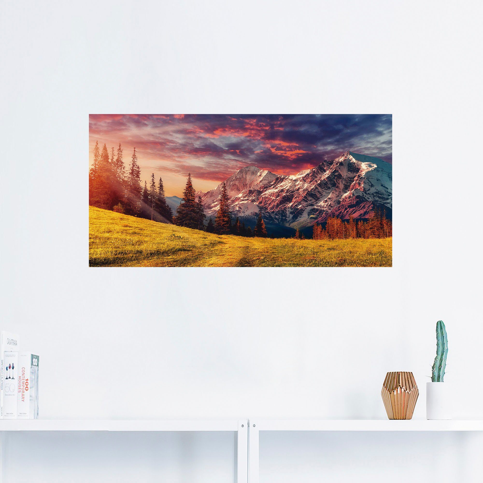 Artland Wandbild Alpines Hochland, in versch. St), oder als Wandaufkleber & Poster Alpenbilder (1 Alubild, Größen Berge Leinwandbild