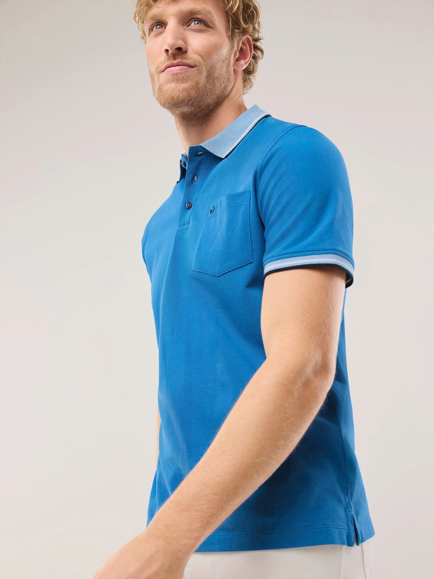 Walbusch Poloshirt Herren Pique-Polo Hitzefrei Kurzarm luftiger Piqué Baumwoll-Polo, 3-Knopf, Brusttasche, pflegeleicht