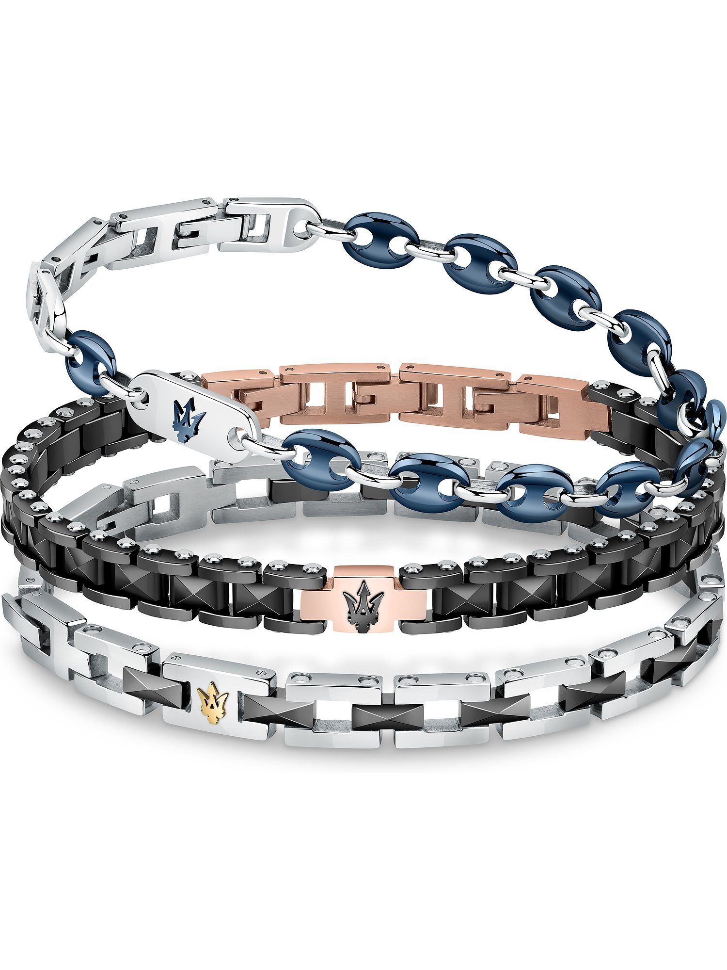 MASERATI Edelstahlarmband Maserati Herren-Armband Edelstahl, Keramik