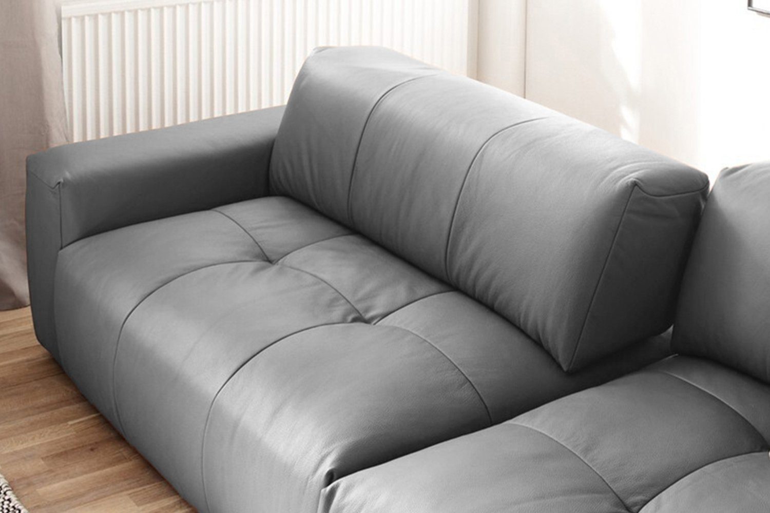 mit versch. Farben Leder PALACE, Sofa Big 3-Sitzer grau KAWOLA Sitztiefenverstellung