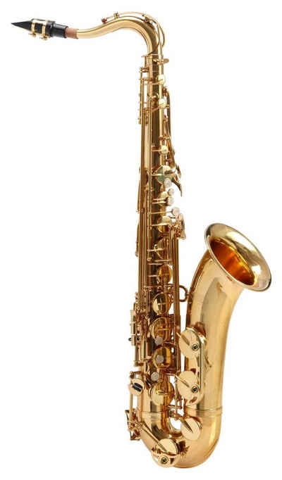 Classic Cantabile Saxophon TS-450 Tenorsaxophon, Messing lackiert, (inkl. Koffer, Mundstück, Putztuch und Handschuhe), Bb-Stimmung, Hoch-Fis-Klappen, ergonomische Klappenmechanik
