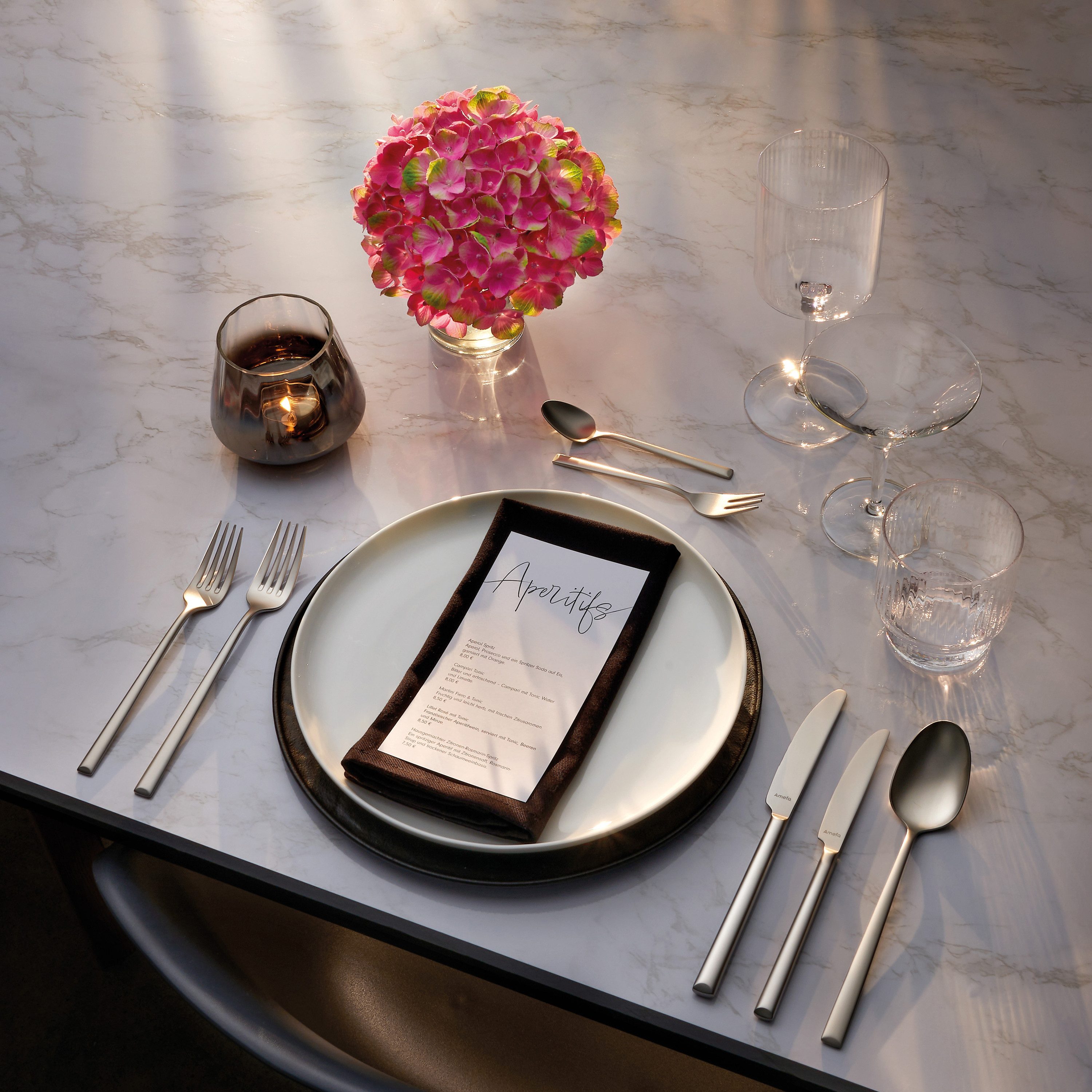 Amefa Besteck-Set METROPOLE (24-tlg), 6 Personen, Edelstahl Rostfrei 18/10, spülmaschinenfest, mit Oberfläche in Velvet-Optik