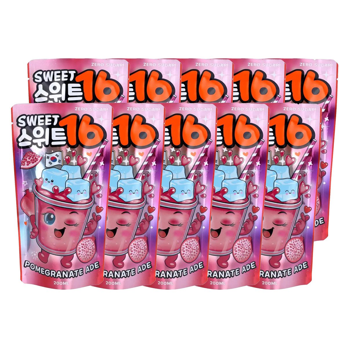 Sweet16 Softgetränk, Sweet16 Granatapfellimonade Getränk zuckerfrei 200ml 10er Pack